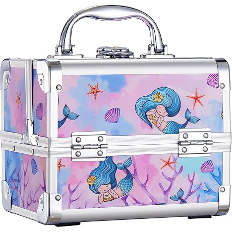 Kids Makeup Organizer by Joligrace- Makeup Train Case with Two Trays