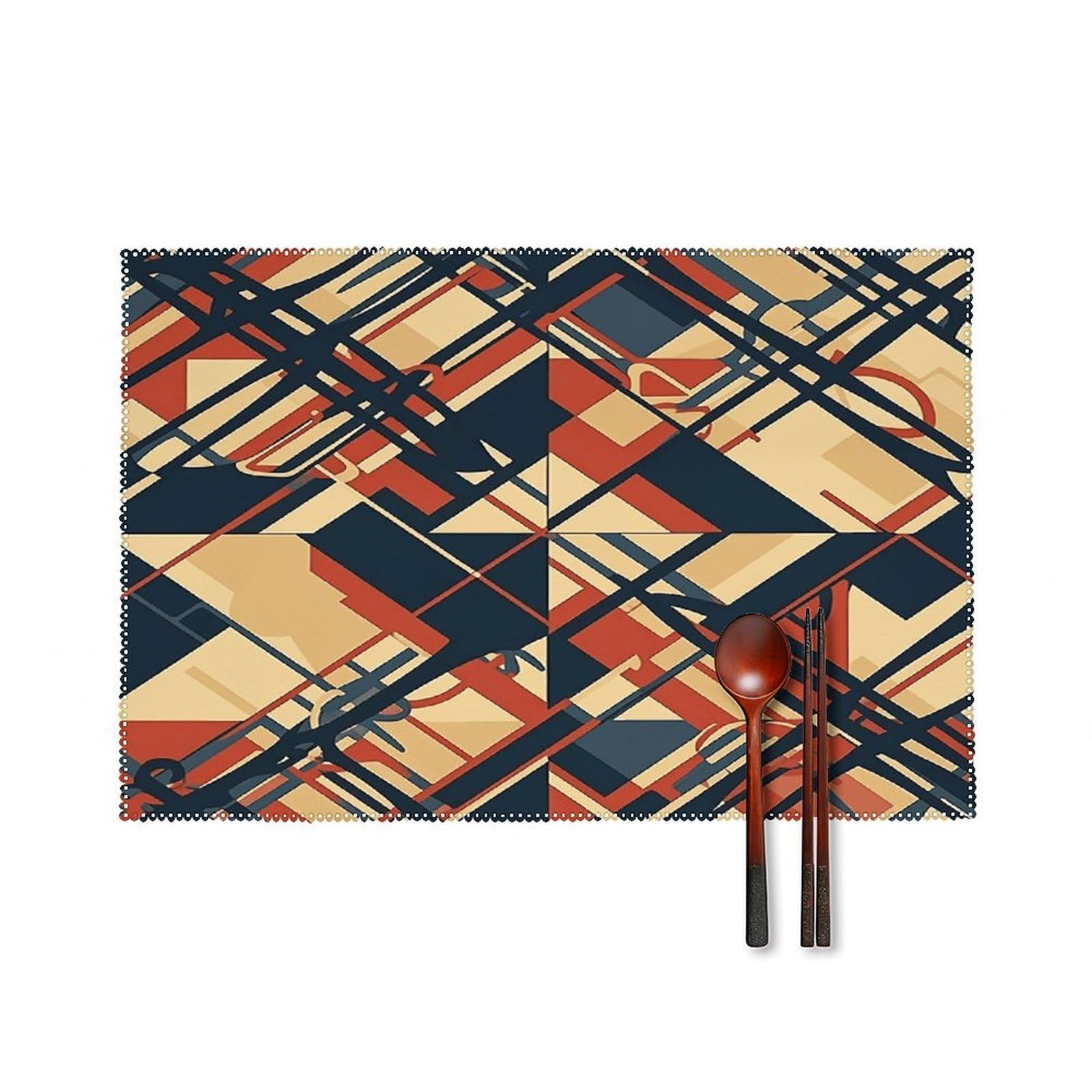 Fekiloot Style Geometric Patterns Placemats Set Of 6,Table Mat