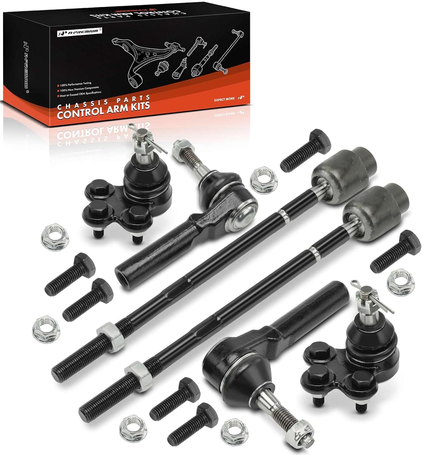 A-Premium Set of 6, Front Lower Ball Joint, Inner Outer Tie Rod End, Compatible with Chevrolet Impala, Monte Carlo, Buick LaCrosse, Regal, Century, Allure, Pontiac Grand Prix, Oldsmobile Intrigue