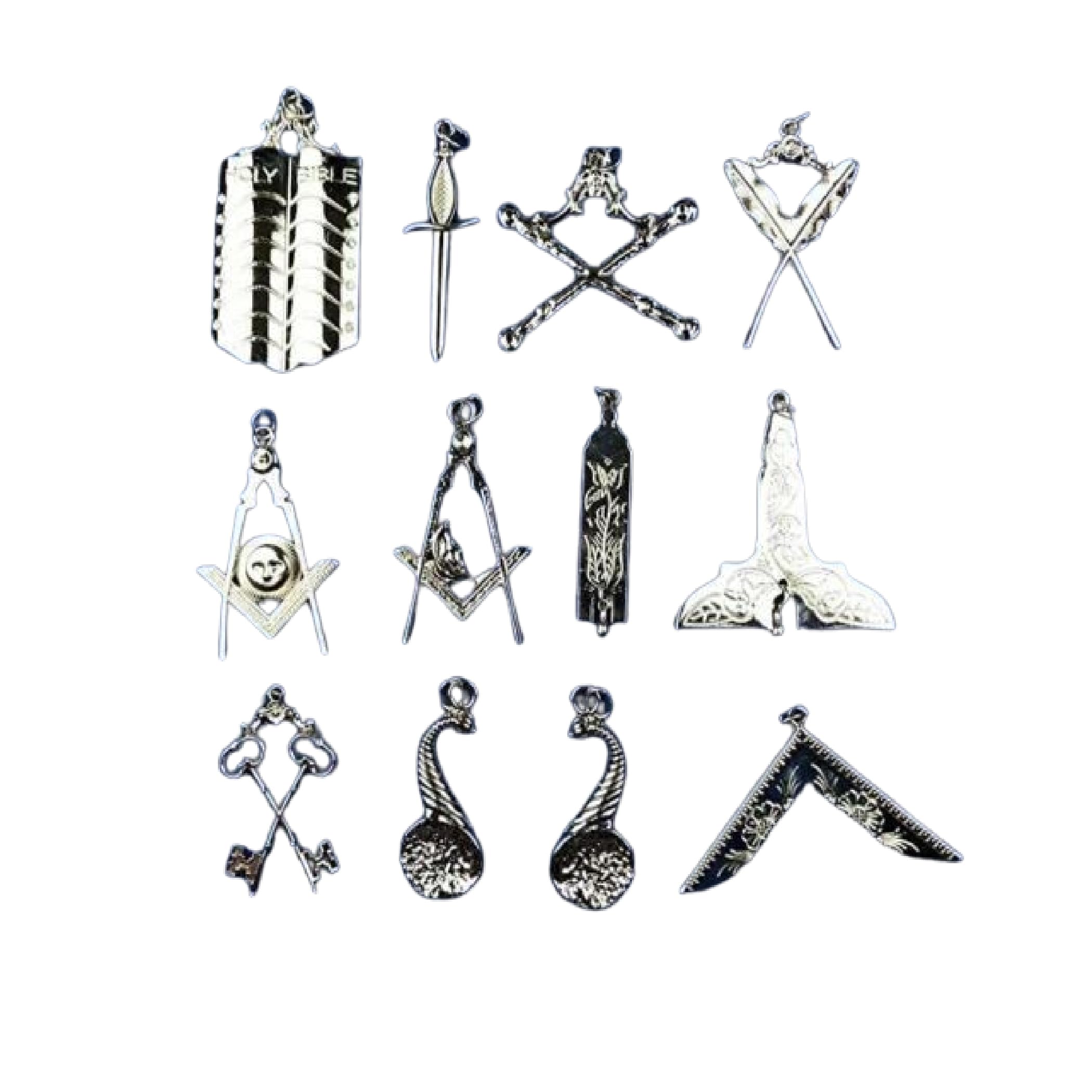 Precious Moon Masonic Blue Lodge Free Masons Officer Aprons 12 Chain Collar 12 Jewels 12 Gloves Set Of 12