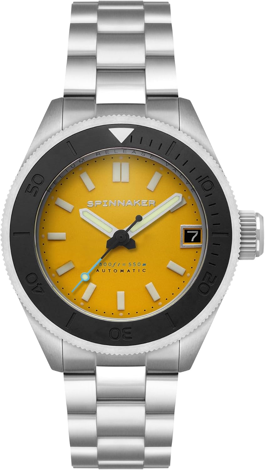 Spinnaker Piccard Men's Automatic Dive Watch – Seiko NH35 Movement, Stainless Steel Case, Sapphire Crystal, 550m Water Resistant, Stainless Steel Bracelet, SP-5098