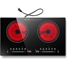 24 Inch 2 Burner Electric Cooktop, 110v 1800W Glass Ceramic Stove Top