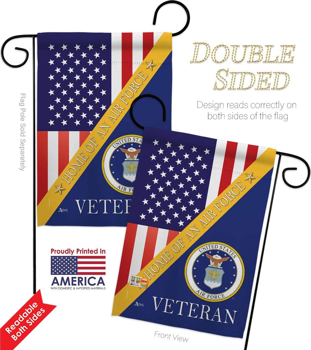 Home of Air Force Garden Flag Set Wall Holder Armed Forces USAF United State American Military Veteran Retire Official Small Decorative Gift Yard House Banner Double-Sided Made In USA 13 X 18.5
