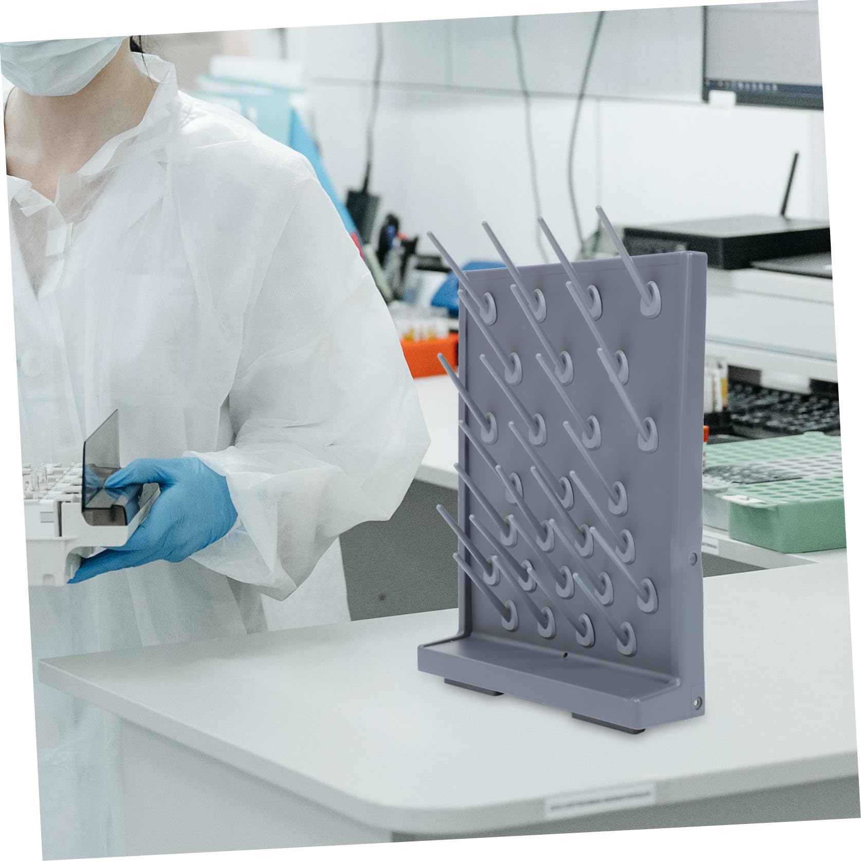 Rack Provette da Laboratorio Pp Nero 2 Pezzi per Test Tube | Rastrelliera di Essiccazione, Leggero e Facile da Trasportare, per Università e Ricerca Scientifica