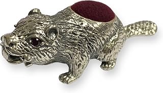 Victorian Style Collectable Beaver with Ruby Eyes Pin Cushion 925 Sterling Silver Sewing Needle