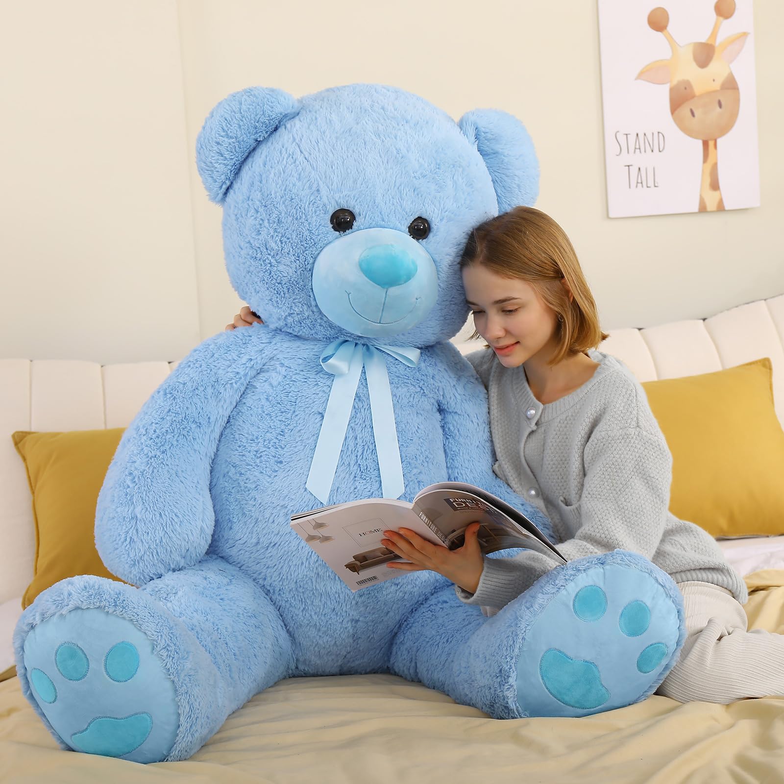 Tezituor Giant 5 Feet Teddy Bear Stuffed Animal, Soft and Huggable Valentines Day Teddy Bear Plush for Girlfriend and Boyfriend, Classic Large Blue Teddy Bear Gift for Kids,5 ft (59 in)