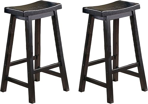 Miniatura 13 de Homelegance Taburete de bar Saddleback de 24 pulgadas Negro -,Cereza,Roble,https://www.amazon.com/dp/undefined