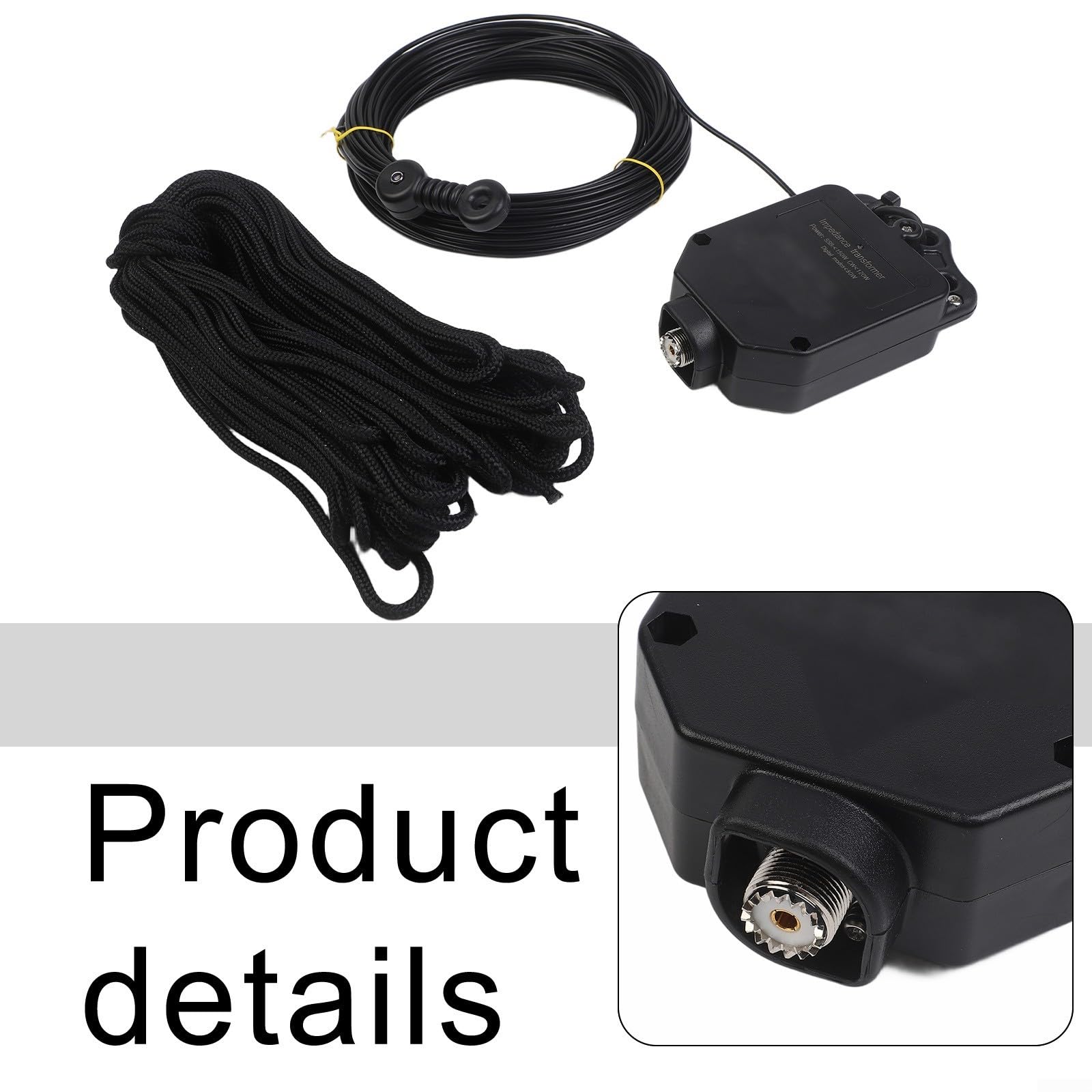 Kit d'antenne demi-onde alimentée par extrémité pour communication HF sur bandes de 10 m, 15 m, 20 m, 40 m avec balun intégré 1:64 et compatibilité avec les principales marques d'émetteur-récepteur