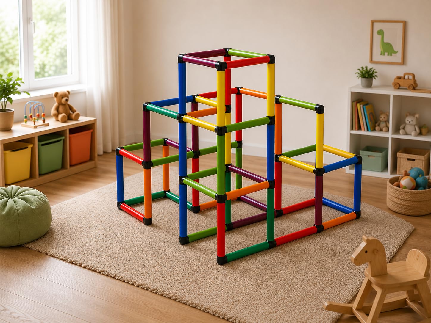 Generisch Move and Stic, piramide da arrampicata ZOE multicolore, struttura da arrampicata per bambini, per interni ed esterni, sistema modulare, giocattolo da arrampicata espandibile, resistente alle