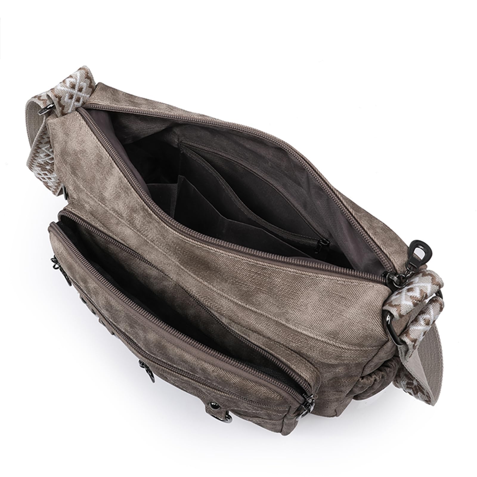 Borsa a tracolla donna in PU grande capacità, elegante, con tasche multiple, stile retrò per uso quotidiano