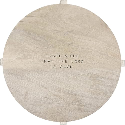 Creative Brands Faithworks - Tabla redonda de madera de mango para charcutería, 11 pulgadas, Taste and See