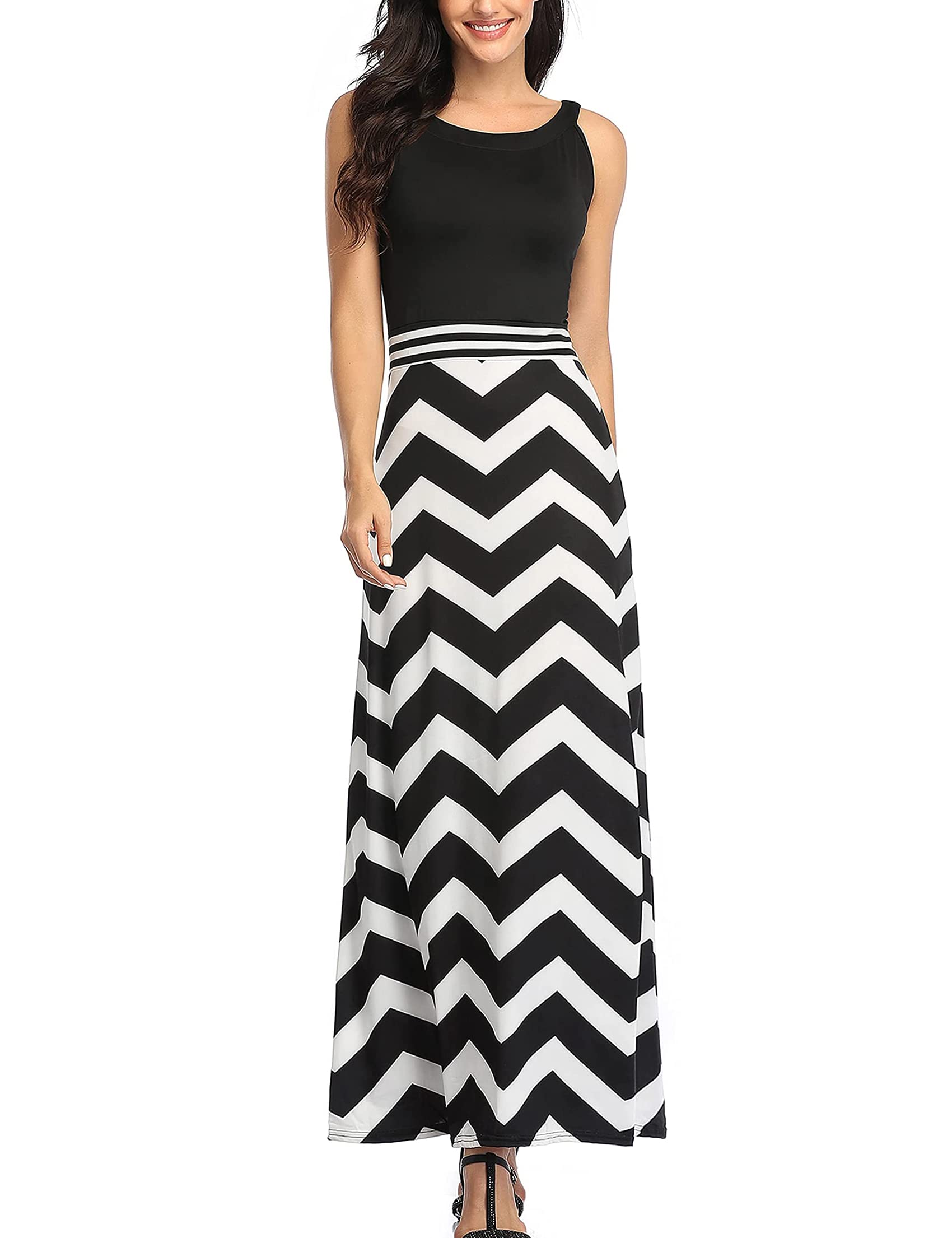 Lacavocor Womens Summer Maxi Dress Tank Top Sleeveless Long Dresses