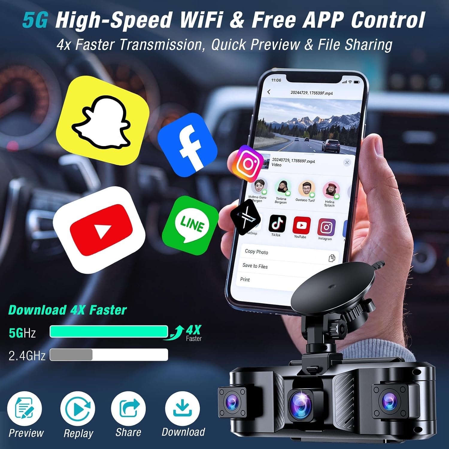 4 Channel 360° Dash Cam Front and Rear Inside with 5GHz WiFi 64GB Card | Front 2.5K Left Right Dash Camera for Cars, 24H Parking Mode, G-Sensor, Loop Recording, WDR Night Vision, APP Control 8 710ASuc6EYL. AC SL1500