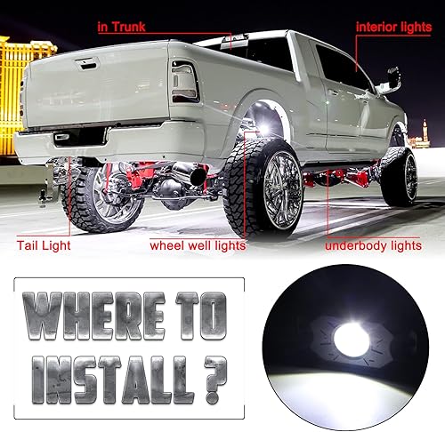 Miniatura 2 de Kit de luces LED blancas, impermeables, 6000 K, blanco puro, 12 vainas, luz de neón LED para camión, barco, automóvil, ATV, UTV, luces de plataforma