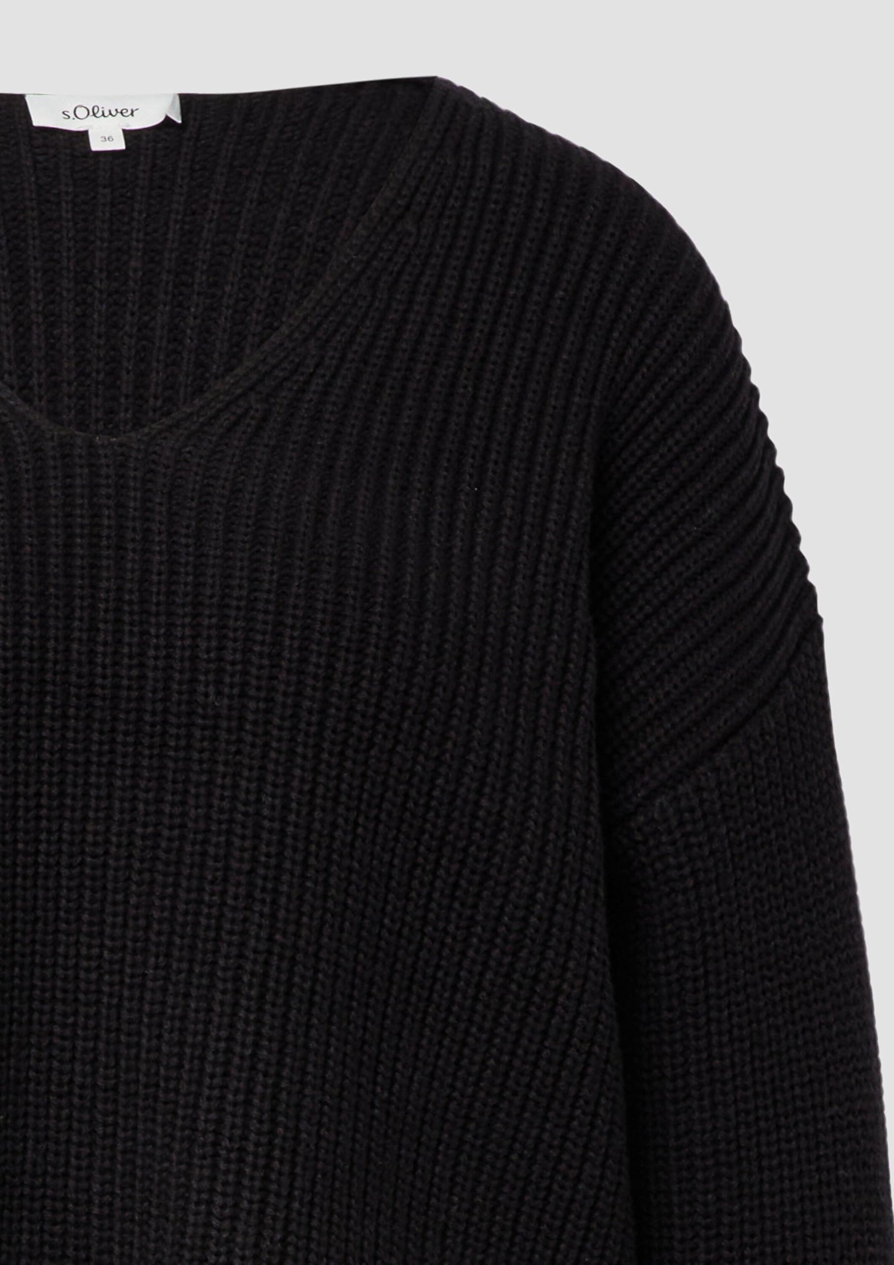 s.Oliver Grobstrickpullover mit V-Ausschnitt im Relaxed Fit