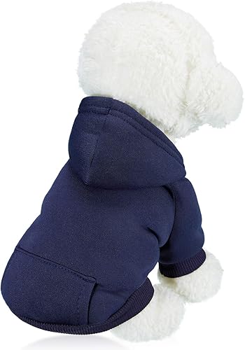 Miniatura 4 de SATINIOR Sudadera con capucha para perro de invierno, 2 piezas, sudadera cálida para perros pequeños con bolsillo, abrigo de algodón para ropa de