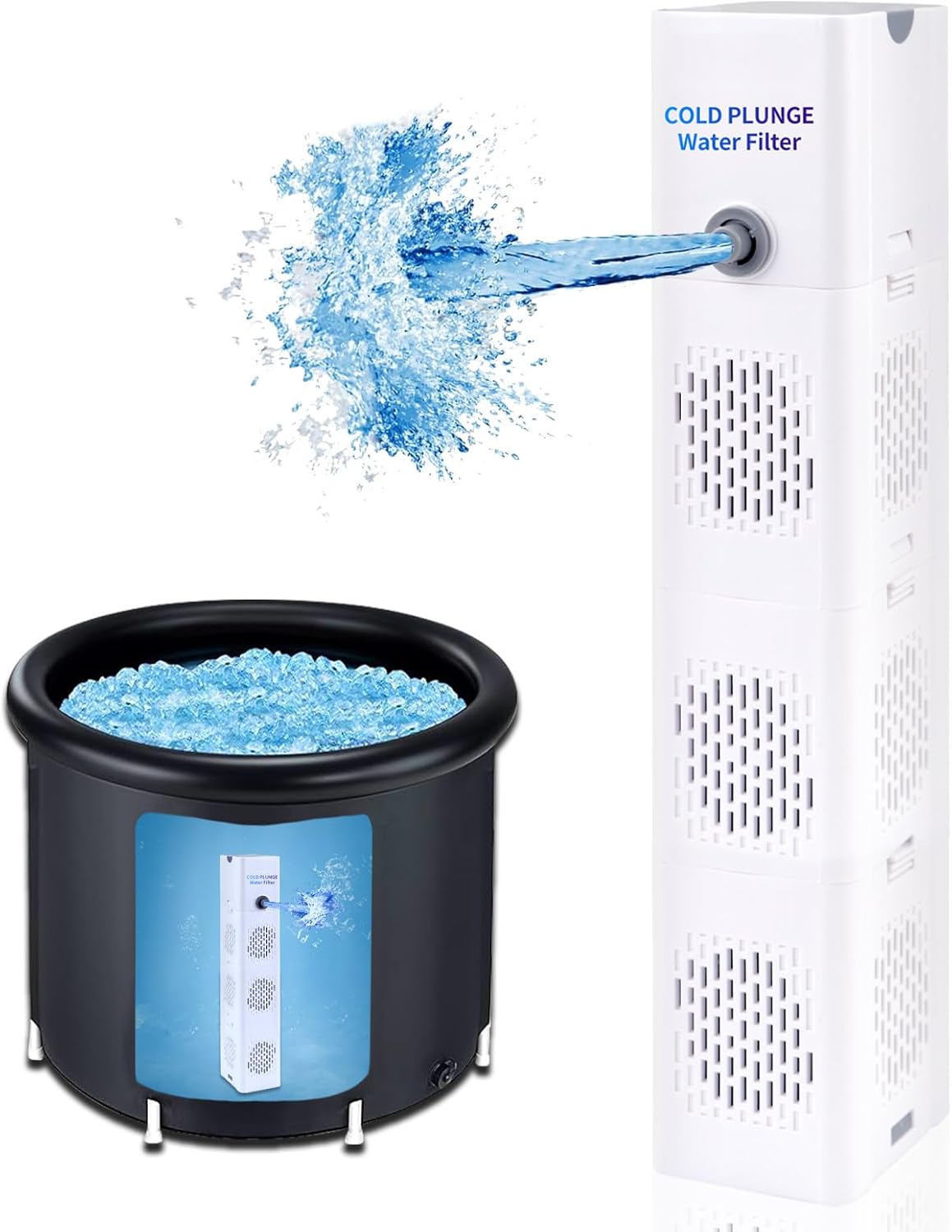 Cold Plunge Filter, Upgrade-3 Filter Boxes, 500 GPH Cold Pod Ice Bath Tub Filter, Ice Bath & Cold Plunge Accessories, Reusable Ice Bath Tub Filter, Ice Bath Water Cleaner