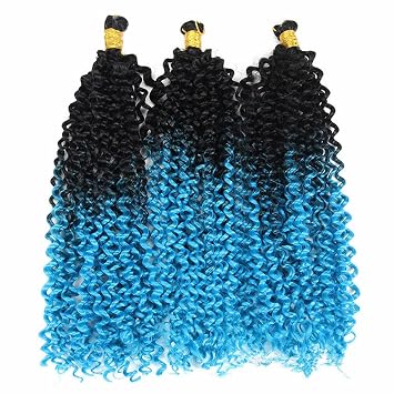 6 Packs 14 Inch Haolocs Water Deep Crochet Braids Hair Extension Ombre Green Synthetic Spring Twist Kinky Curly Braiding 24 Strands/Pack W-11
