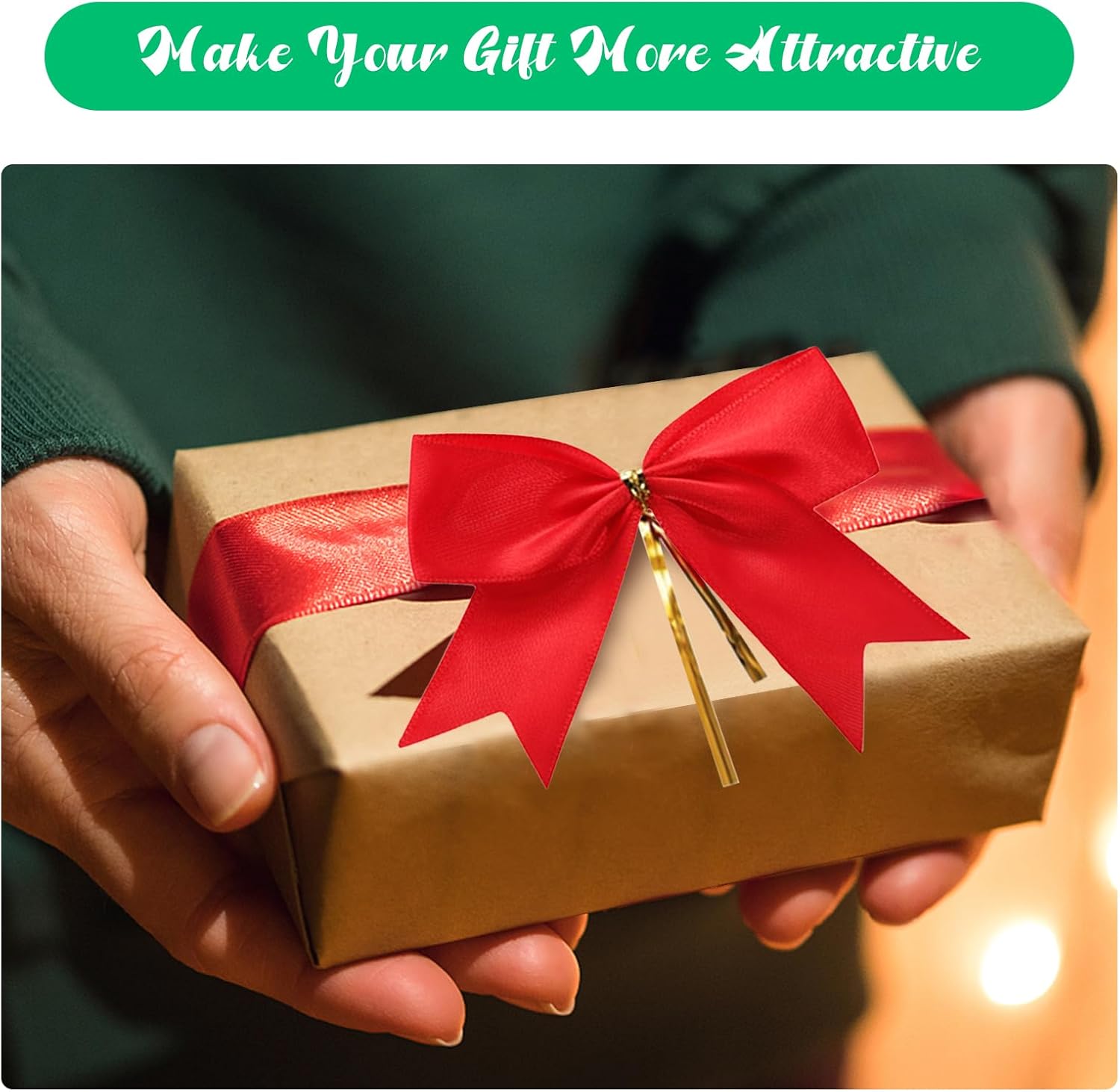 20 Pack Satin Ribbon Bows - Pretied Bows for DIY Craft, Wedding, Treat, Gift, Bakery Candy Bags and Package Decorating (L Size) - Image 5