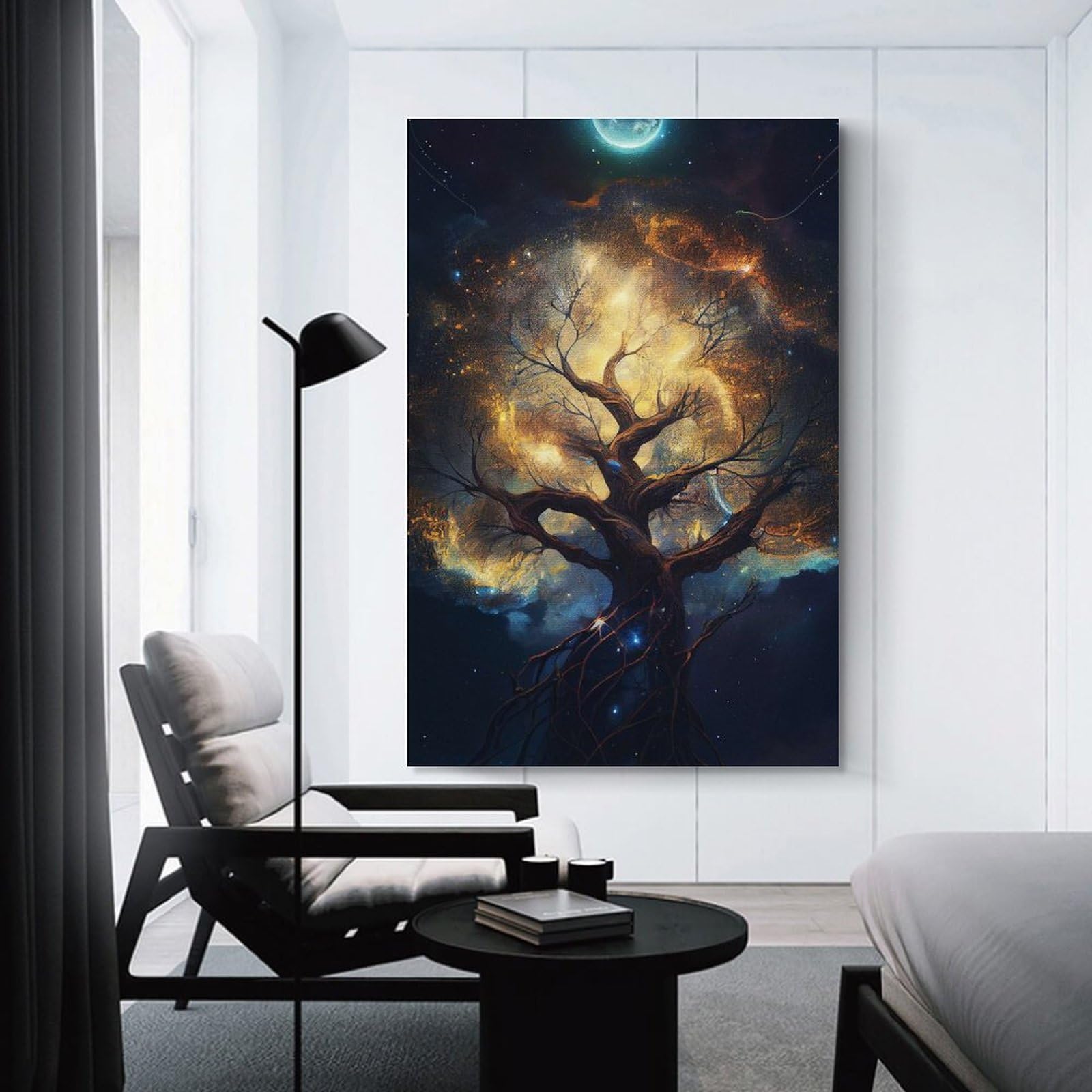 Junmoney Abstract Of Tree Hanging Wall Art, 24x36inch(60x90cm), for New Homes, Bedrooms Or Workspaces, Thoughtful Wall Decor for Art Lovers