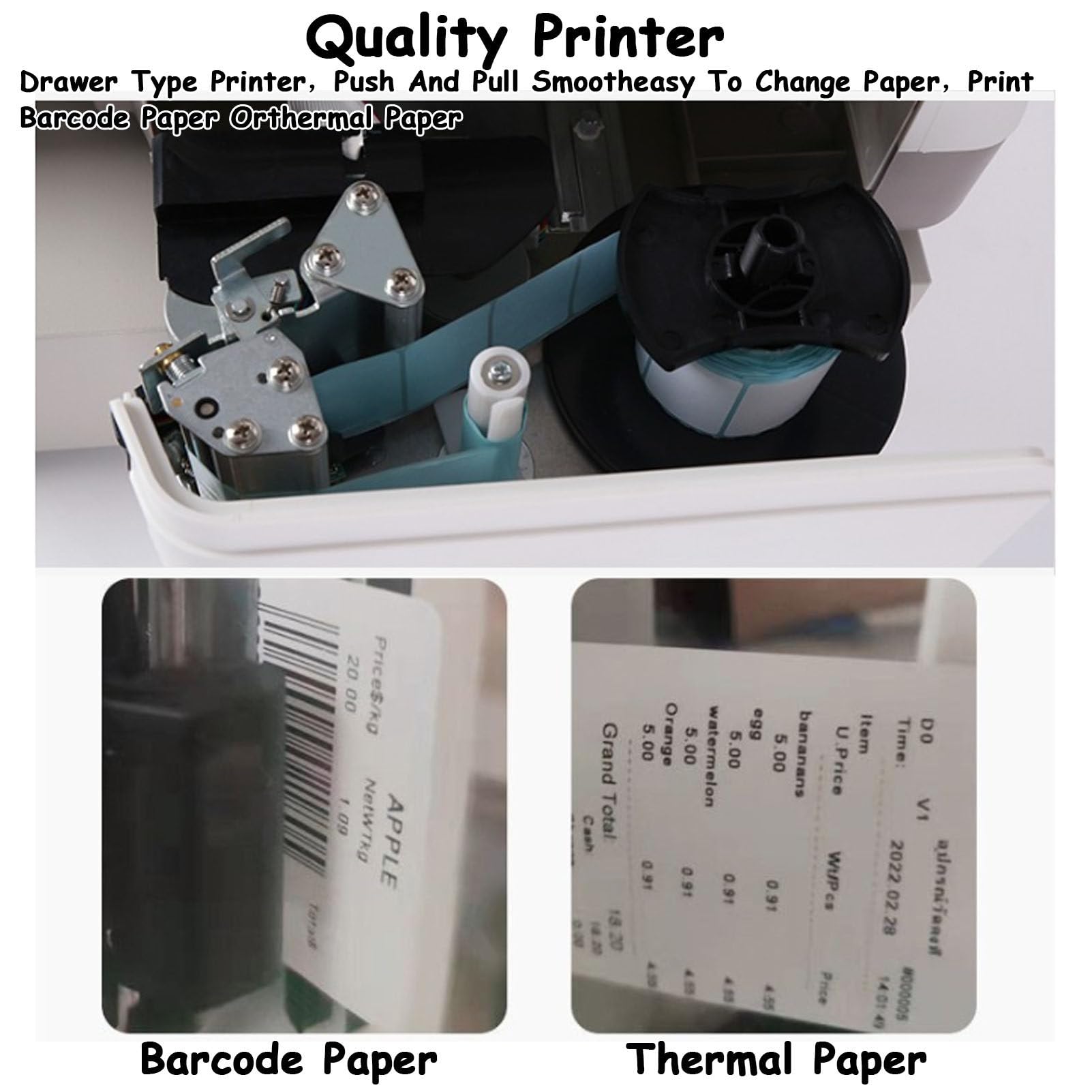 Bilancia di Controllo del Peso con Stampa di Etichette di Prezzo Digitale, Computer per Vendita al Dettaglio, Schermo LCD, Peso 30 kg/66,14 libbre, Stampante Termica per Codici a Barre elettronici, p