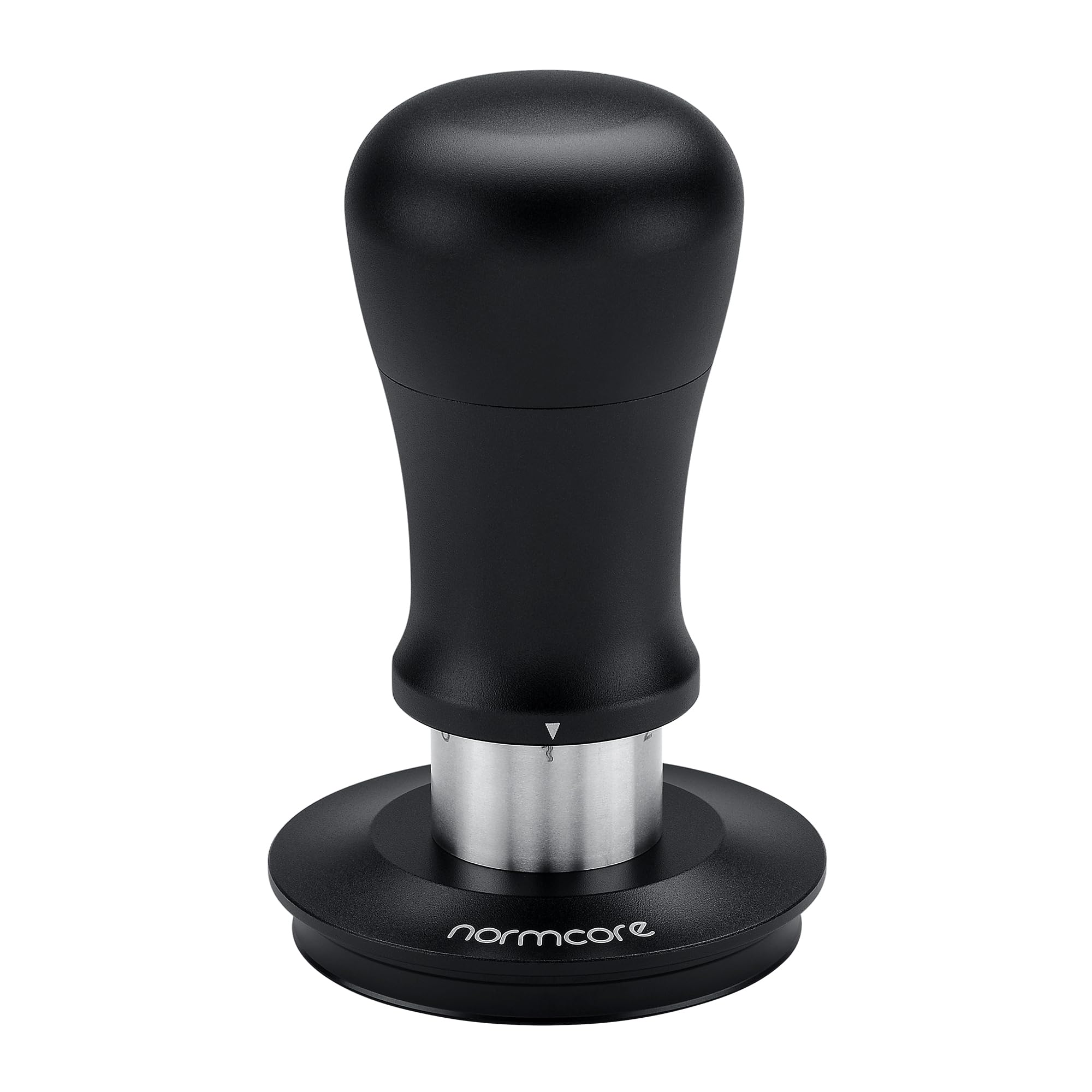 Normcore V5 Kaffeestampfer 58 mm, Espresso Tamper, Federbelasteter Tamper mit 6-stufiger Druckeinstellung, Base Flat aus Edelstahl mit Titan-Beschichtung, Aluminiumgriff, Silikonständer