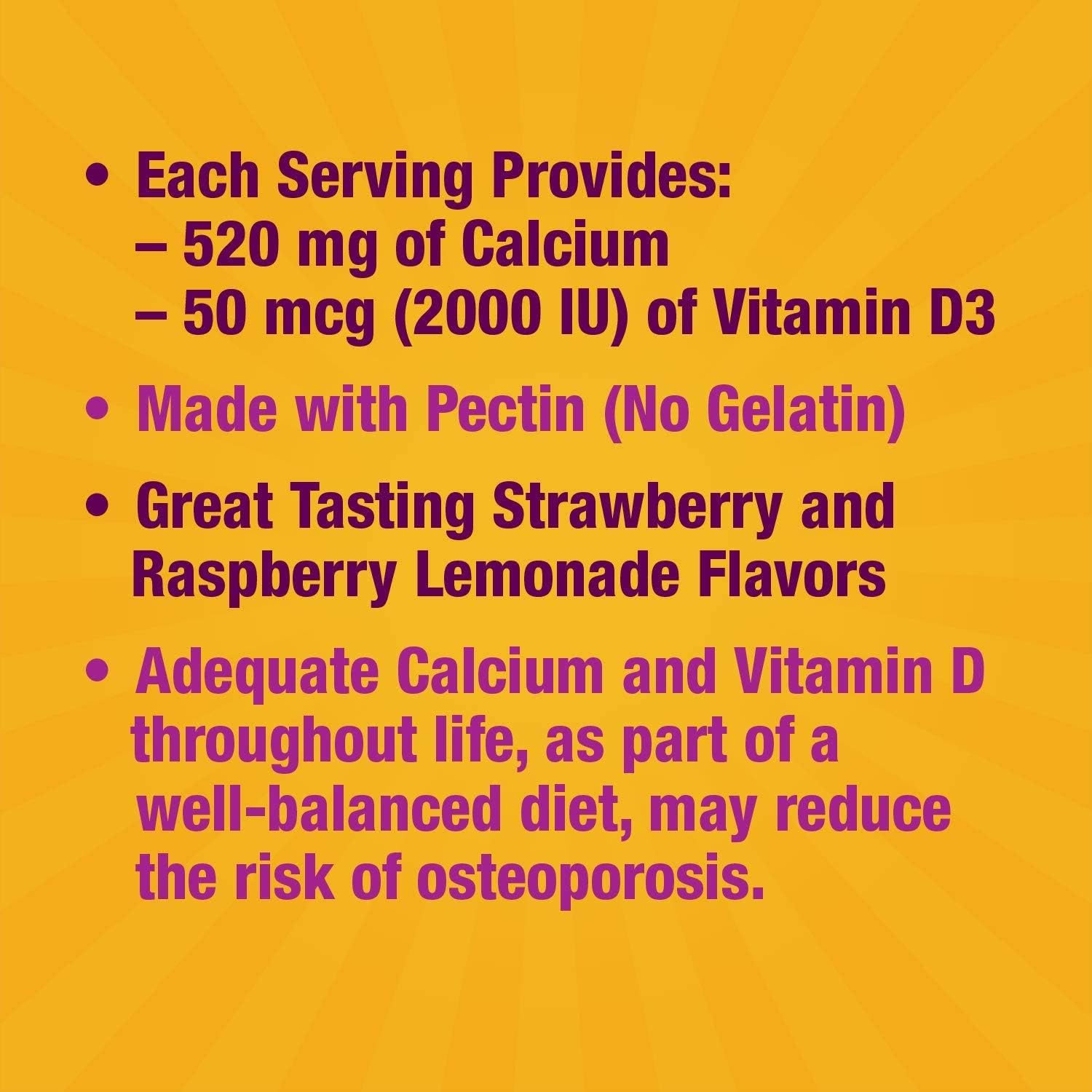 Nature's Way Alive! Premium Calcium + D3 Gummies, Supports Healthy Bones & Muscles*, Strawberry and Raspberry Lemonade Flavored, 60 Gummies : Health & Household