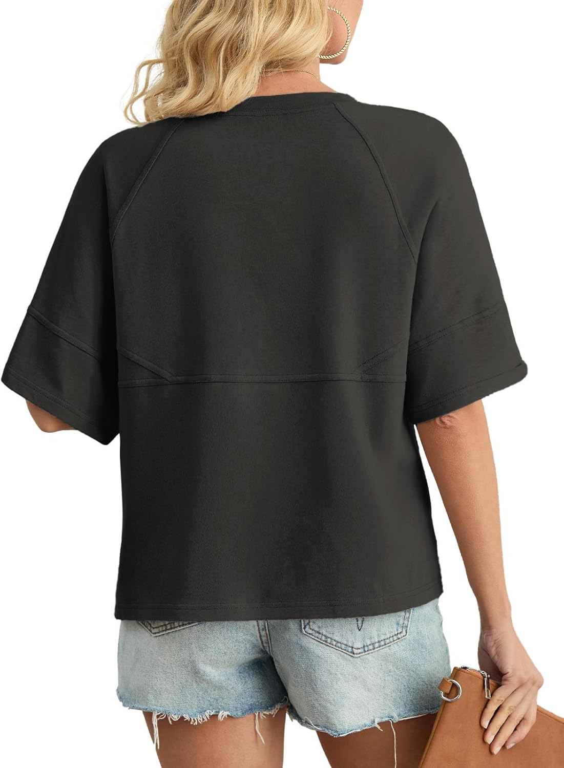 Feiersi Women Cotton T-Shirts Summer Crewneck Pullover Short Sleeve Tops Basic Tops Tees Blouses - Image 2