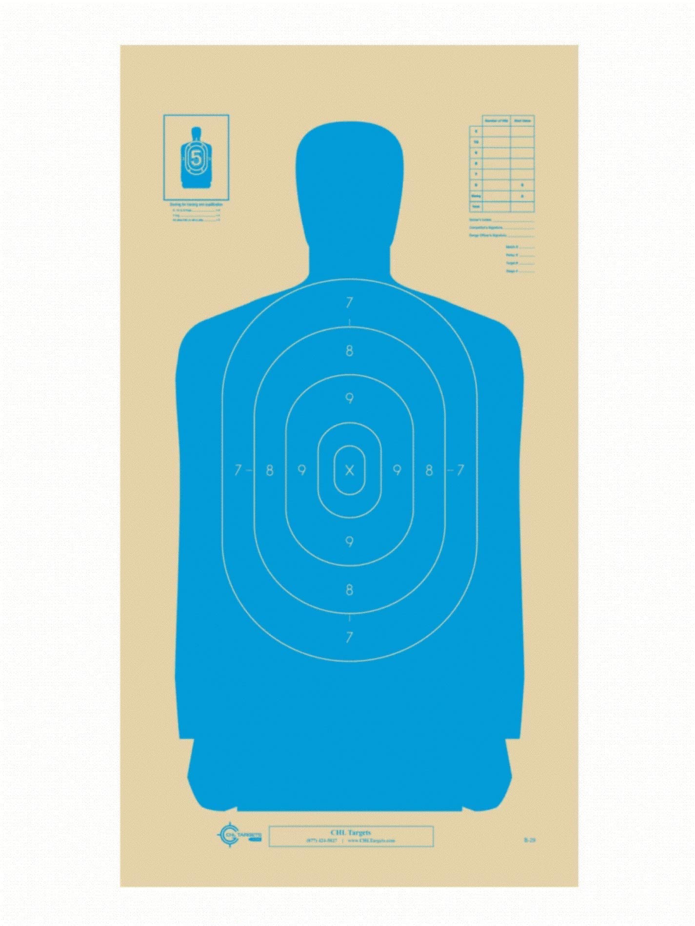 Police Silhouette Shooting Targets, Paper Shooting Target, Indoor and Outdoor Target, Great Value Targets, 25 Yard Police Pistol Silhouette, 14"x 22"