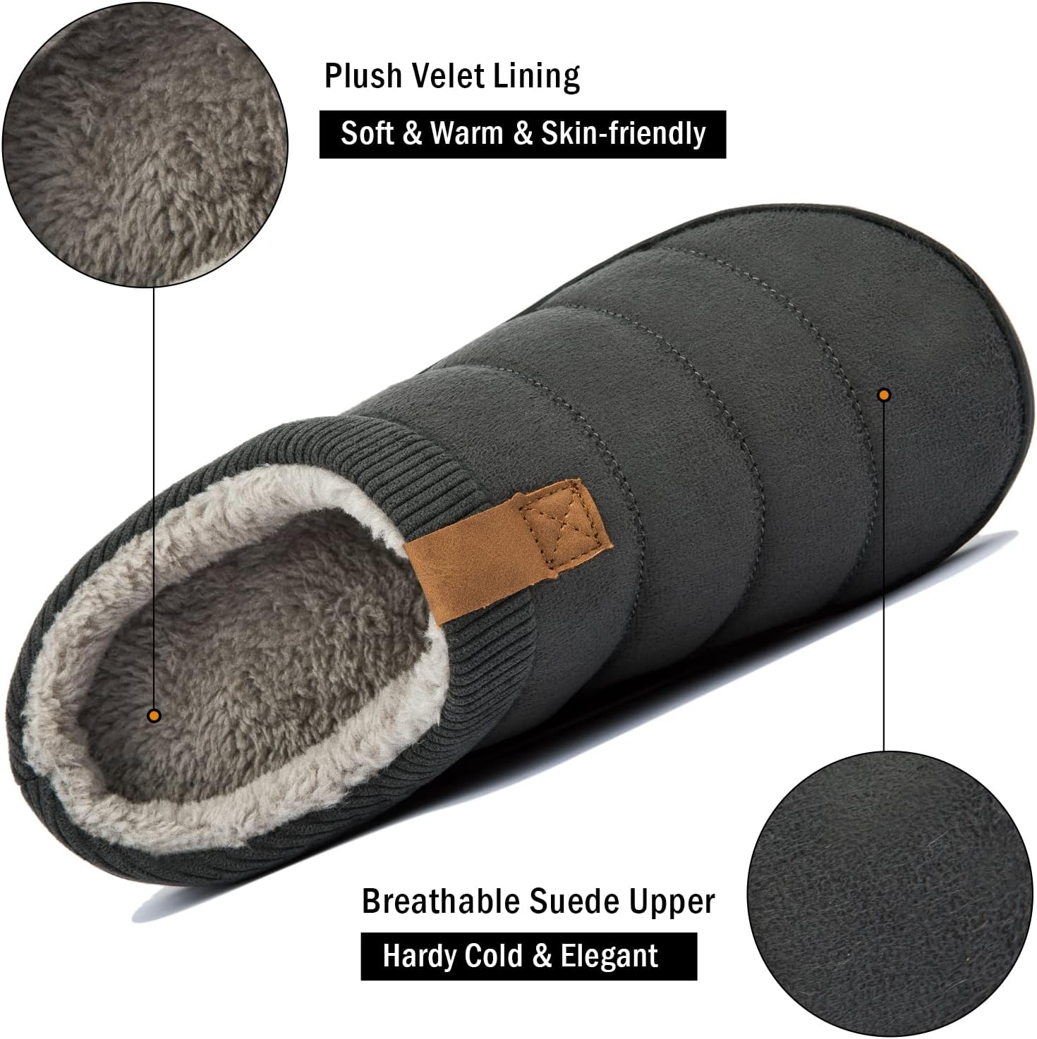 House Slippers for Men Memory Foam Indoor Slippers With Fuzzy Lining Bedroom Slip on - Image 4