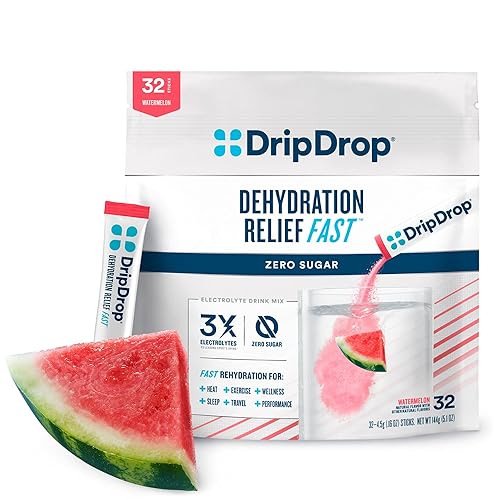 DripDrop Hydration - Paquetes de electrolitos en polvo sin azúcar Keto - Sandía - 32 unidades