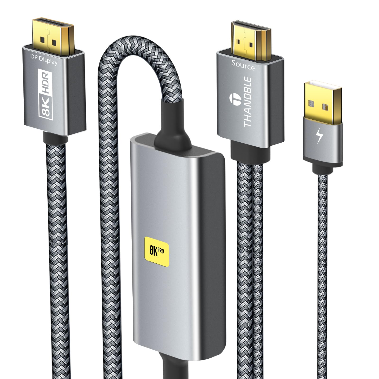 THANDBLE 8K HDMI to DisplayPort Cable 6 FT (4K@120Hz,2K@144Hz) Uni-Directional HDMI to Display Port Adapter Active Source to DP (Monitor) Cord
