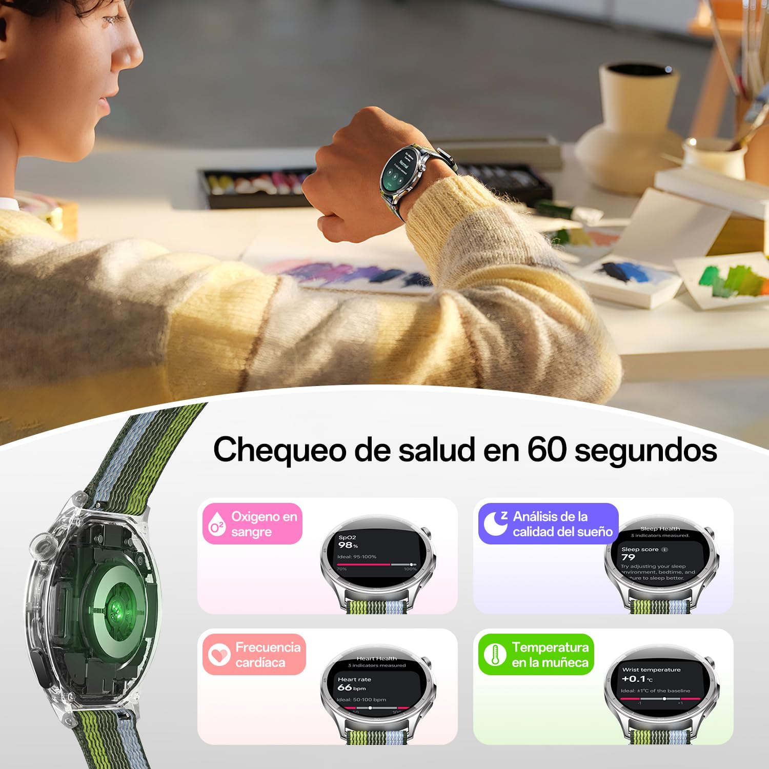 OPPO Watch S Reloj Inteligente, 1.96 Pulgadas AMOLED Pantalla, 100+ Modos Deportivos, Llamadas Bluetooth, hasta 12 Días de Batería