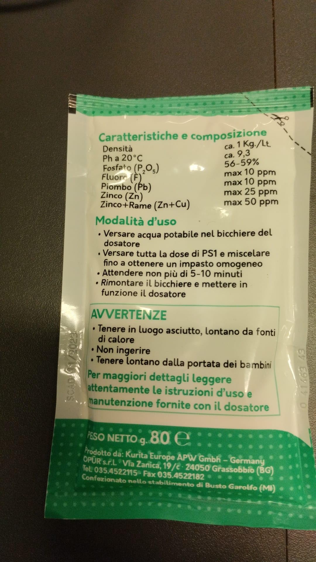 bustina polifosfato purissimo per dosatori proporzionali gr 80