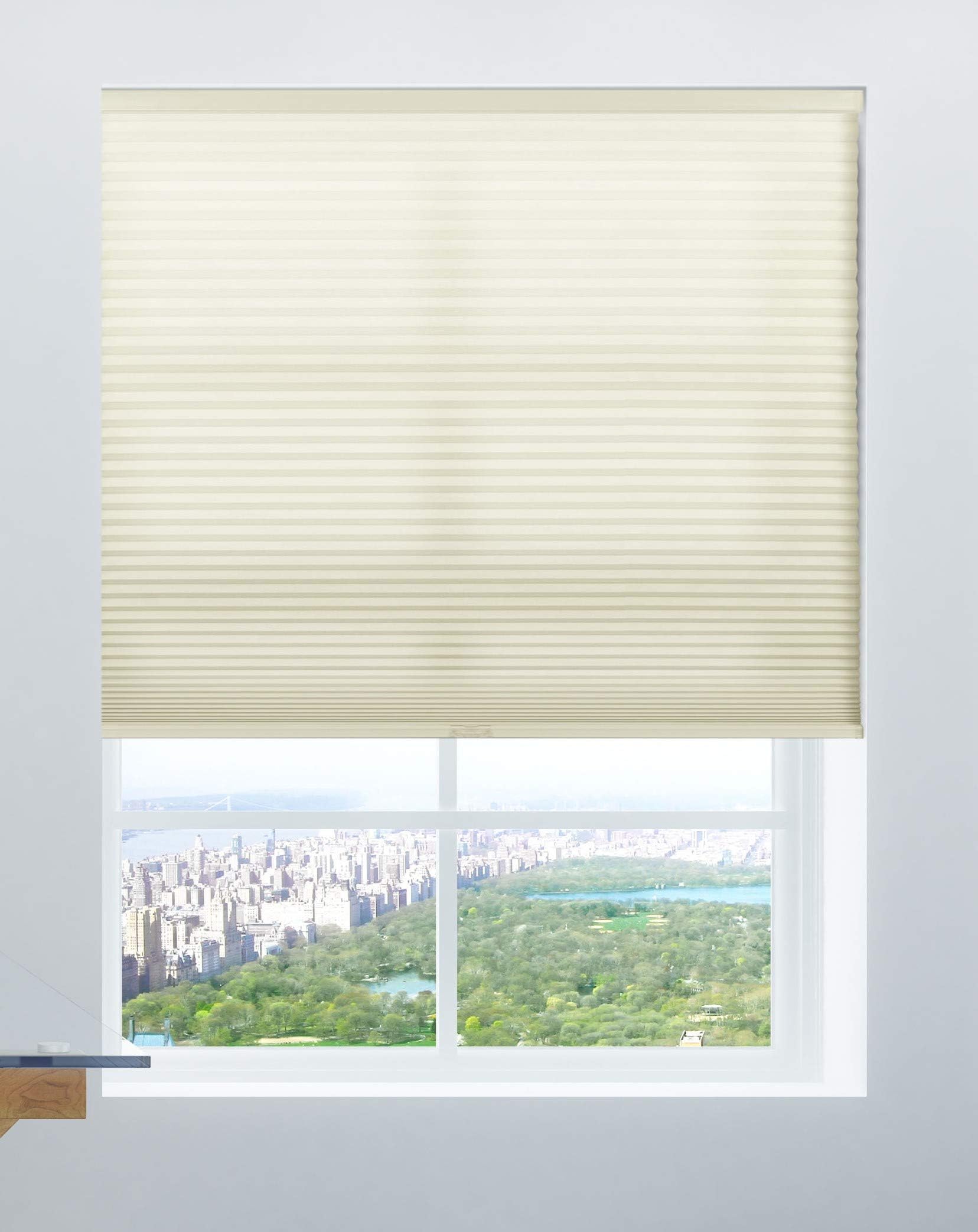 Calyx Interiors Cordless Honeycomb 9/16-Inch Cellular Shade, Light Filtering Cream, 25.5-Inch Width by 72-Inch Height