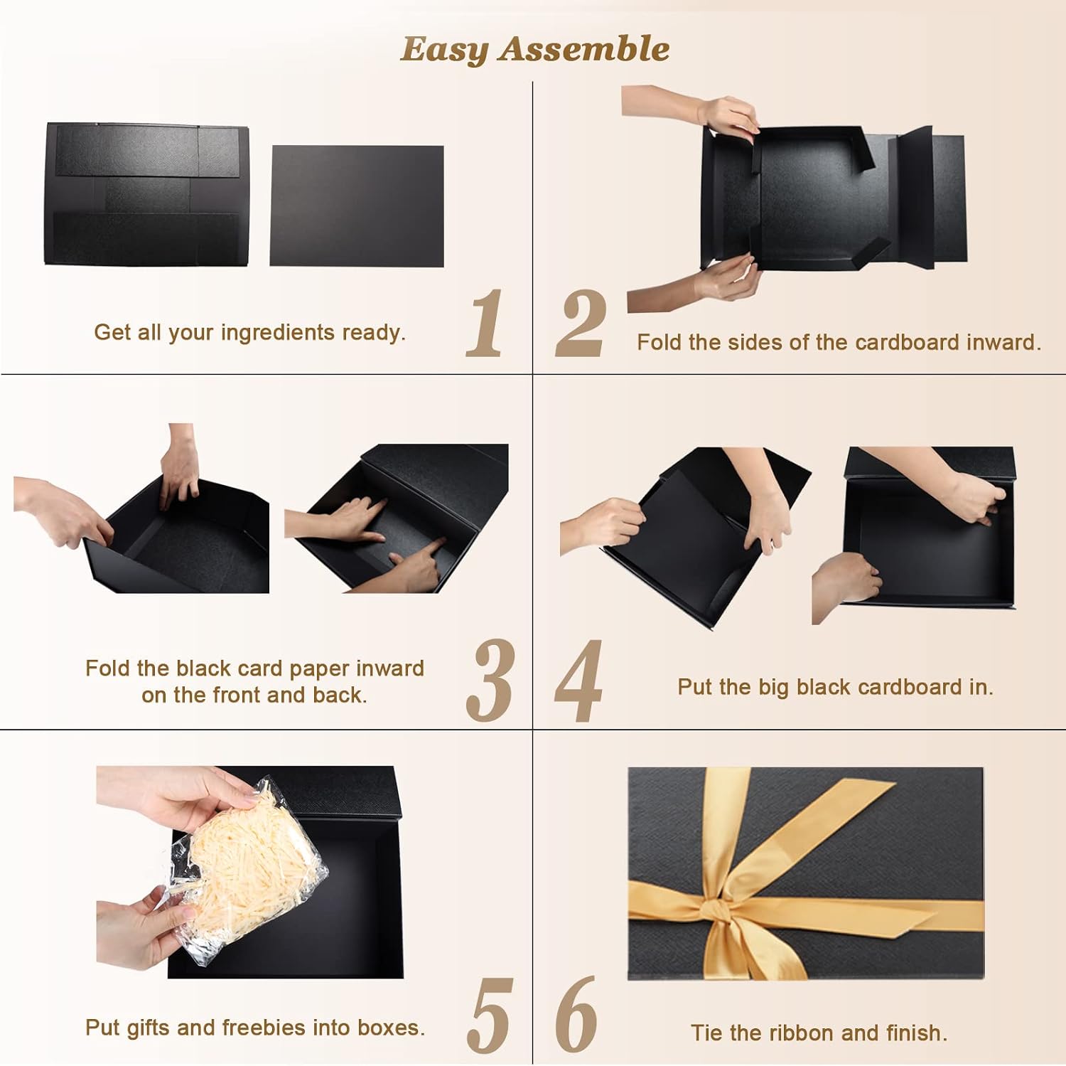 Gift Box with Lid black magnetic close Decorative Boxes for Christmas Thanksgiving Birthday Wedding Bridesmaid with Gift Card, Envelope, Ribbon, Shredded Paper Filler (11"X 8.07"X 4.13" 1 Pcs)