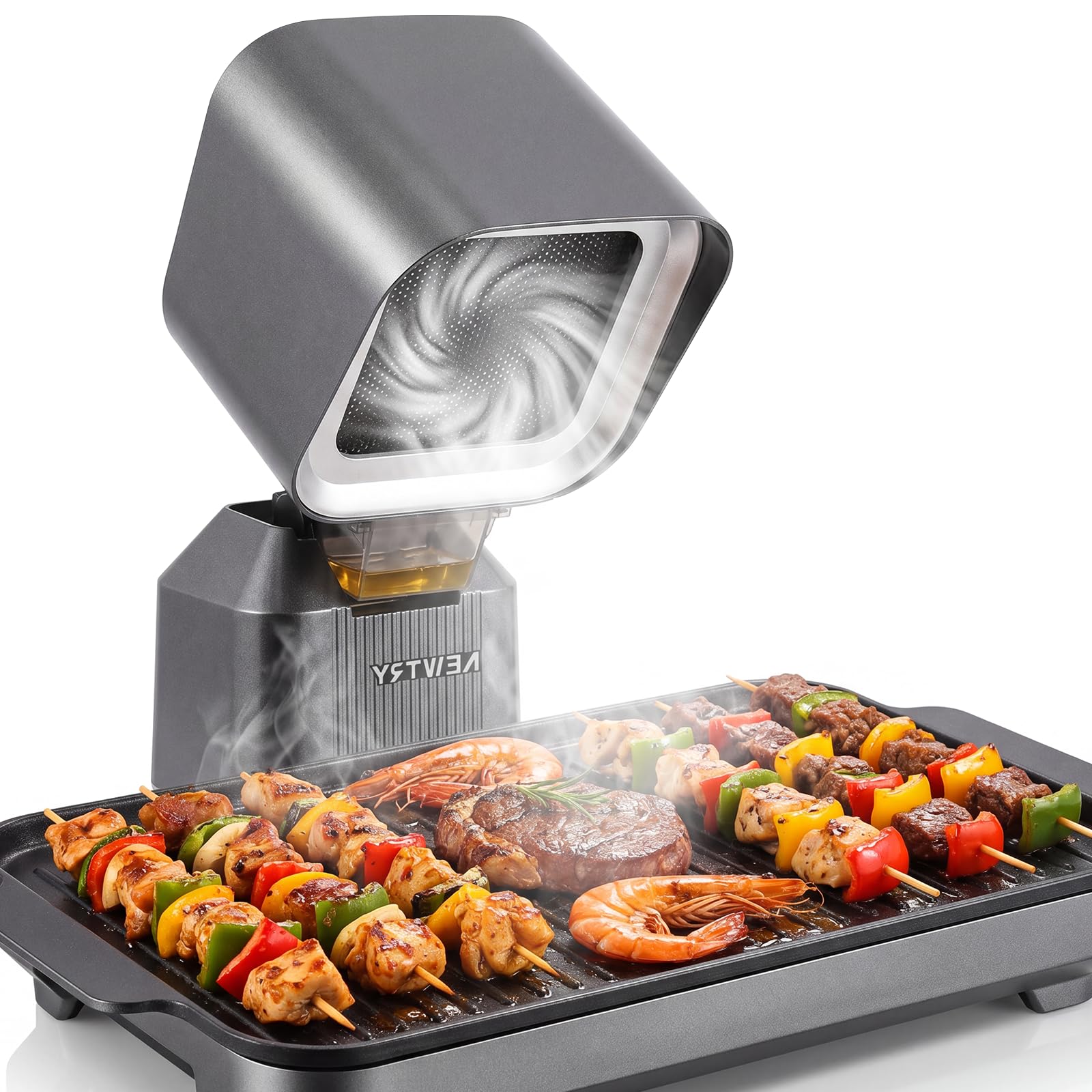 NEWTRY Hotte aspirante mini portable 2 filtres 3600 RPM forte aspiration | Portable, filtres lavables, puissant, polyvalent pour barbecue, camping-car, facile à nettoyer, design compact, durable