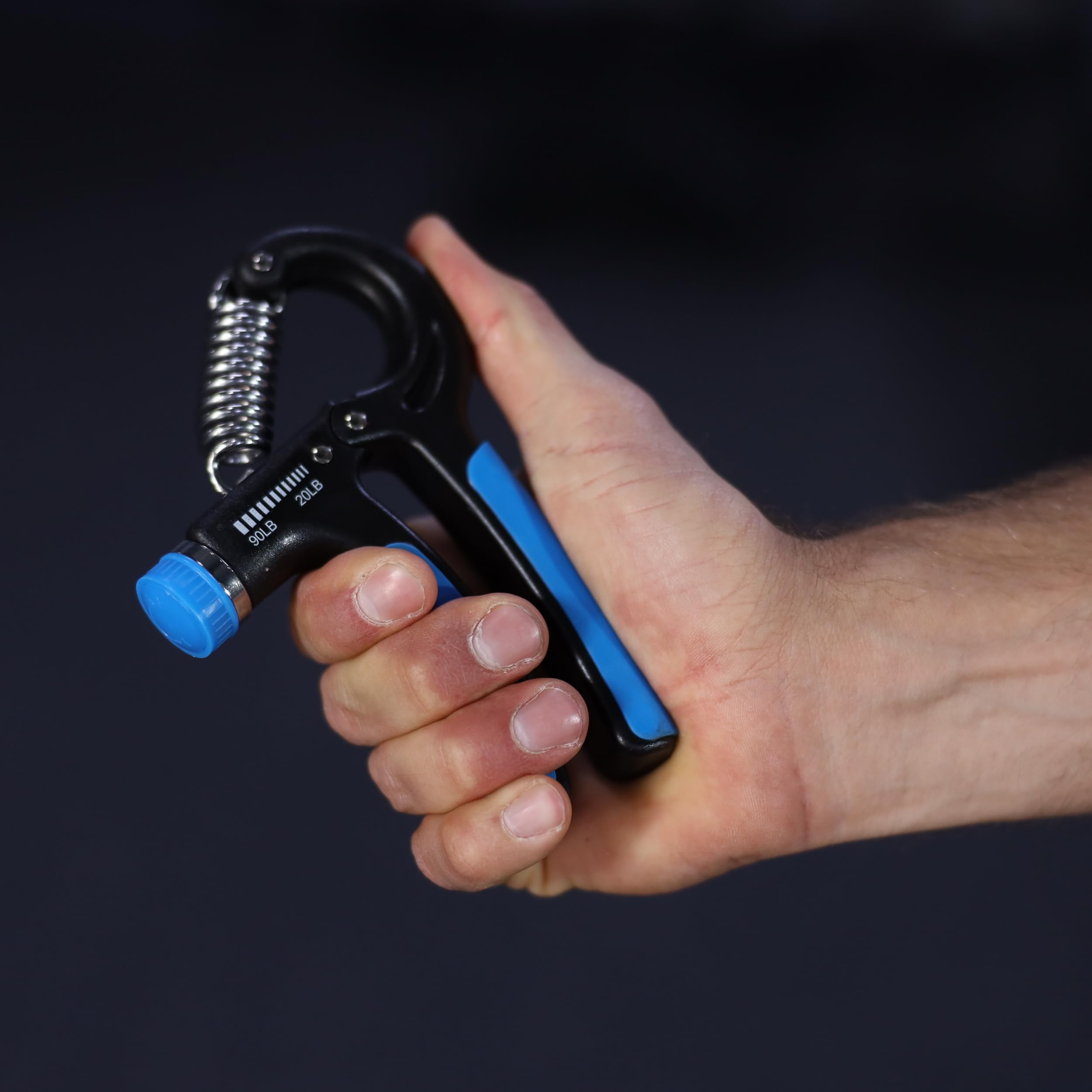 Capelli Sport Mangos de mano, ejercitador de dedos ajustable con asas ergonómicas, 20-90 libras, azul/negro