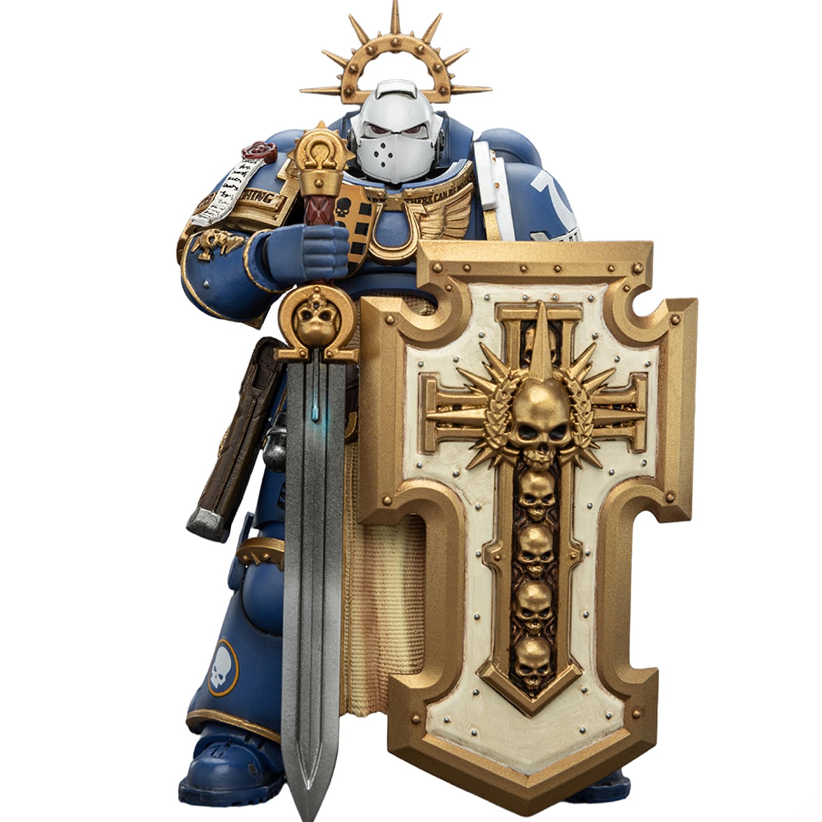 JOYTOY Warhammer 40k Ultramarines Levantus with Power Sword, Stormshield and Bolt Pistol 1/18 Action Figure