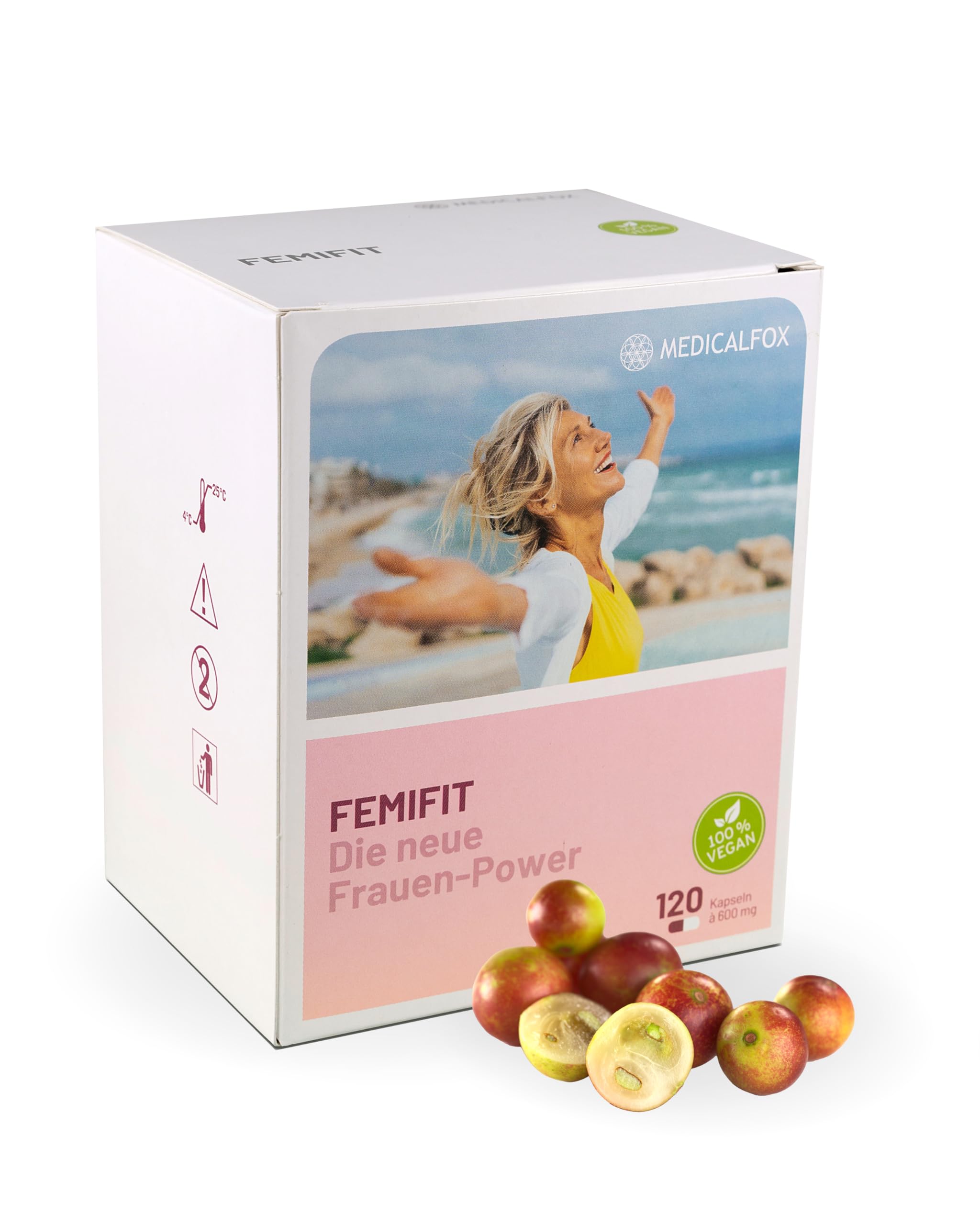 FEMIFIT Kapseln 120 Stk. Vegan - Camu Camu Kapseln angereichert mit, Aguaje, Ecdysteron, Zink & Selen, Wertvolle Mineralstoffe in Vitamine in einer natürlichen Formel