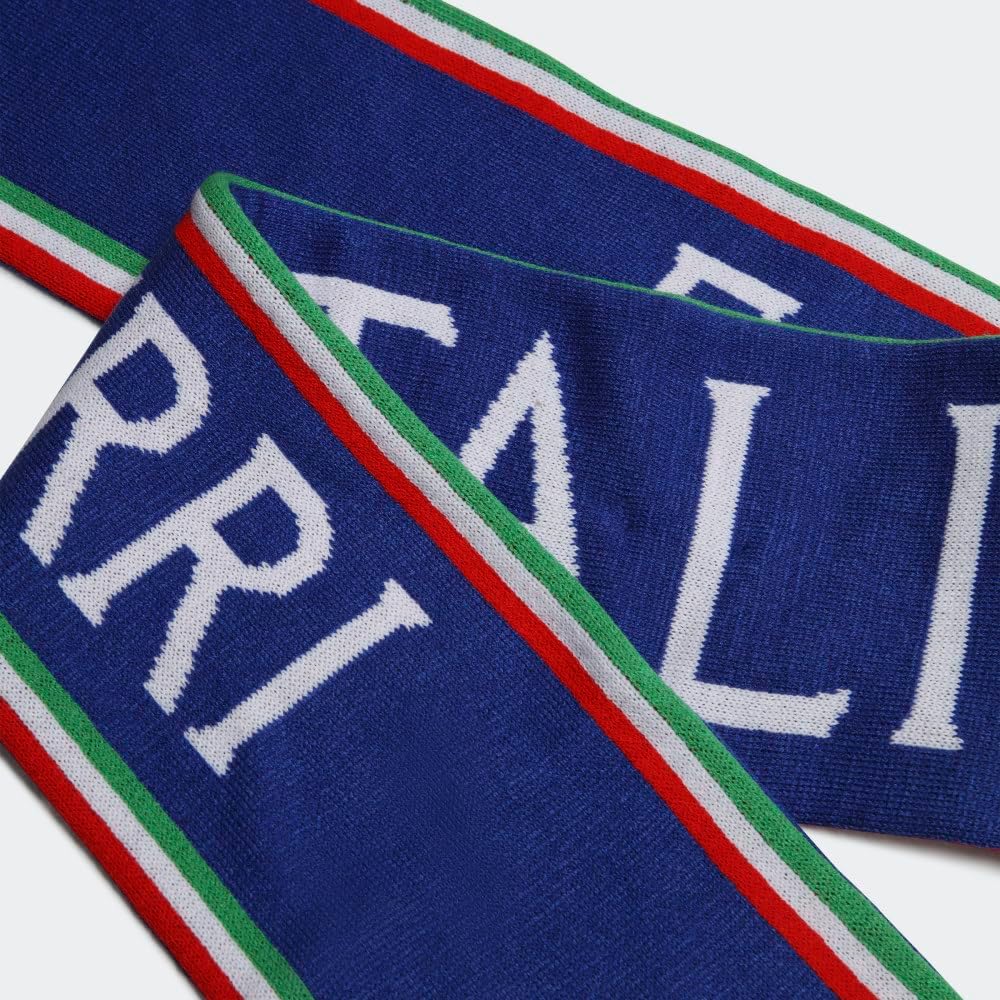 adidas Title Unisex-Adult World Cup Football Italy Team Scarf - Soft Knit Scarf for Loyal Italy Fans, Forza Azzurri Message, Fringed Ends