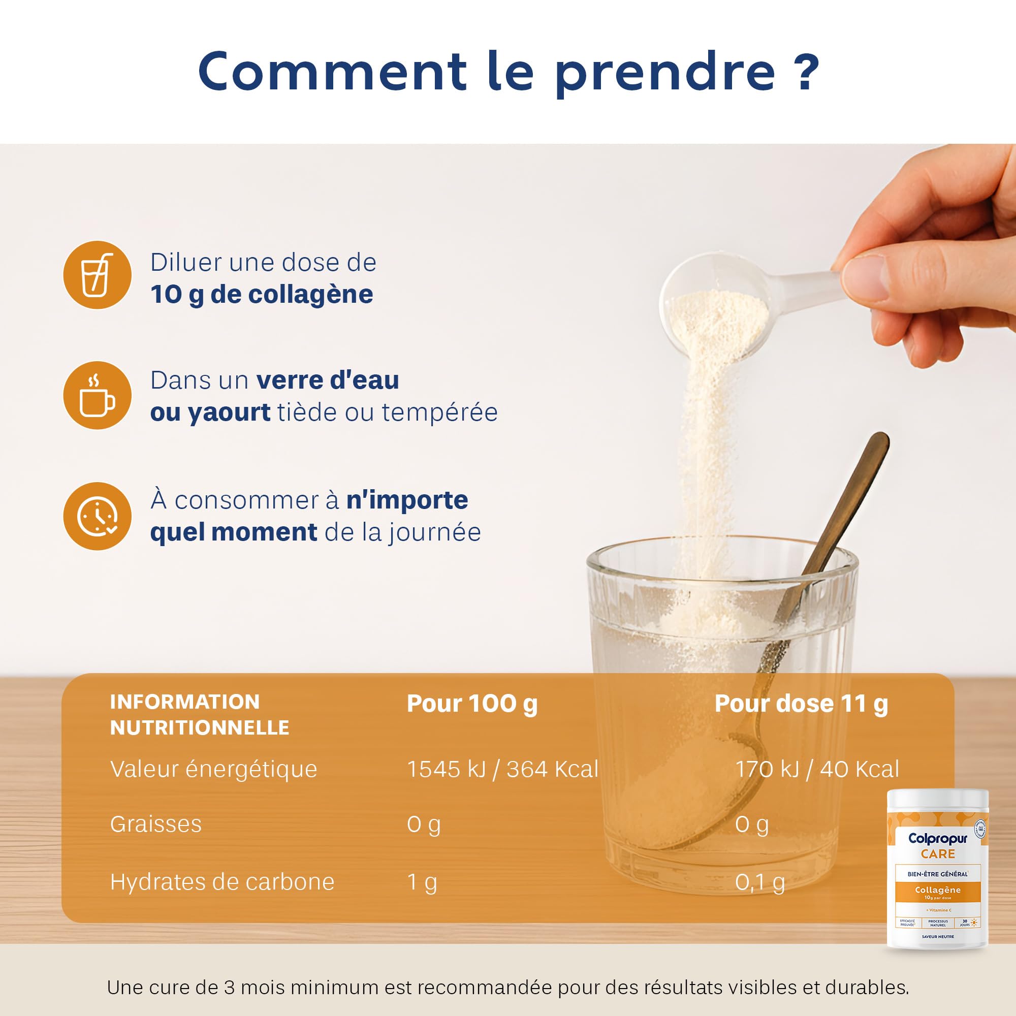 COLLAGENE Hydrolysé en Poudre + Vitamine C | Soutien Articulations,Os Peau | Colpropur Care |10g/jour | formule pure sans sucre ni OGM | Saveur Neutre | Complément Alimentaire | cure 1 mois
