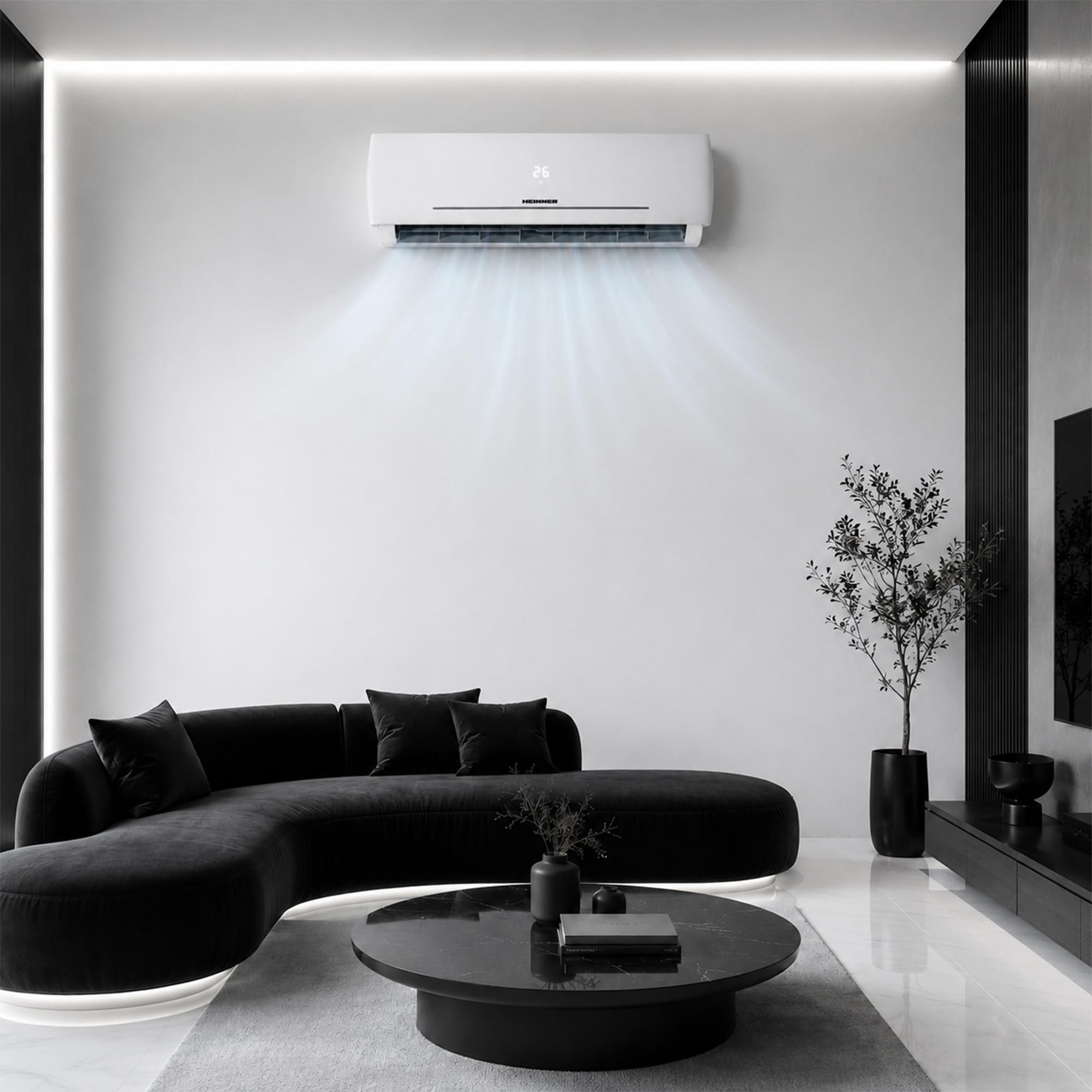 HACMS Multisplit Klimaanlage Split 24000 BTU Set mit 3 Innengeräten (2x 9000 + 1x 12000 BTU) – Inverter Klimagerät mit Wärmepumpe – Heizen & Kühlen – A++ – R32 – Leise Split Klimaanlage für 3 Räume