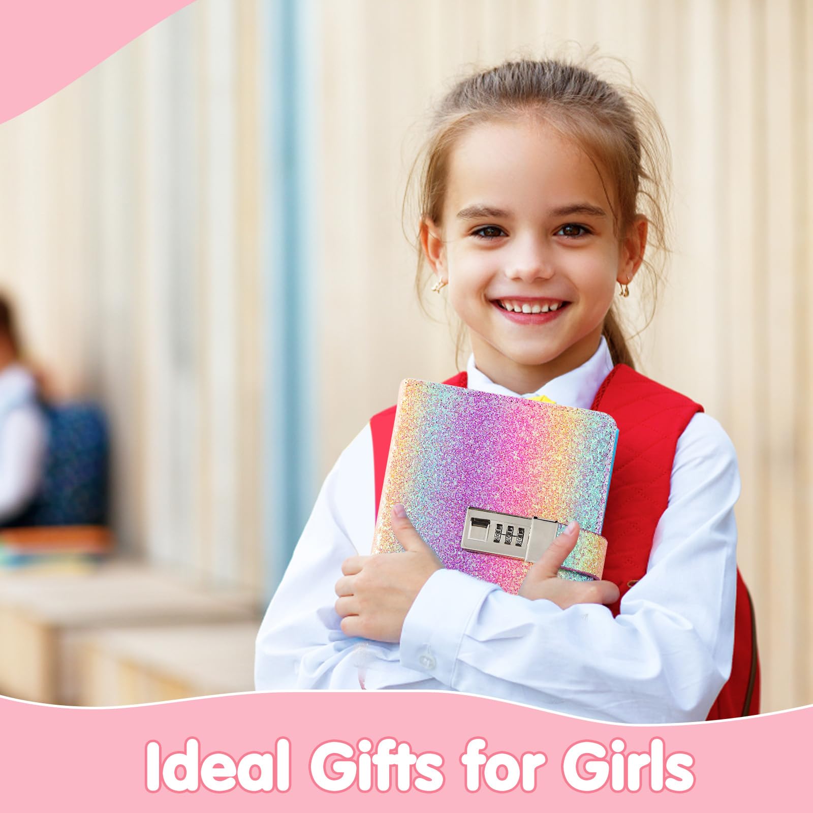 Diario con candado para niñas 7 8 9 10 11 12 13 años, Diario Secreto Niña con codigo para niña adolescentes de 7 a 14 años, Cuaderno Niñas Estuche Pegatinas Bolígrafo Pulsera