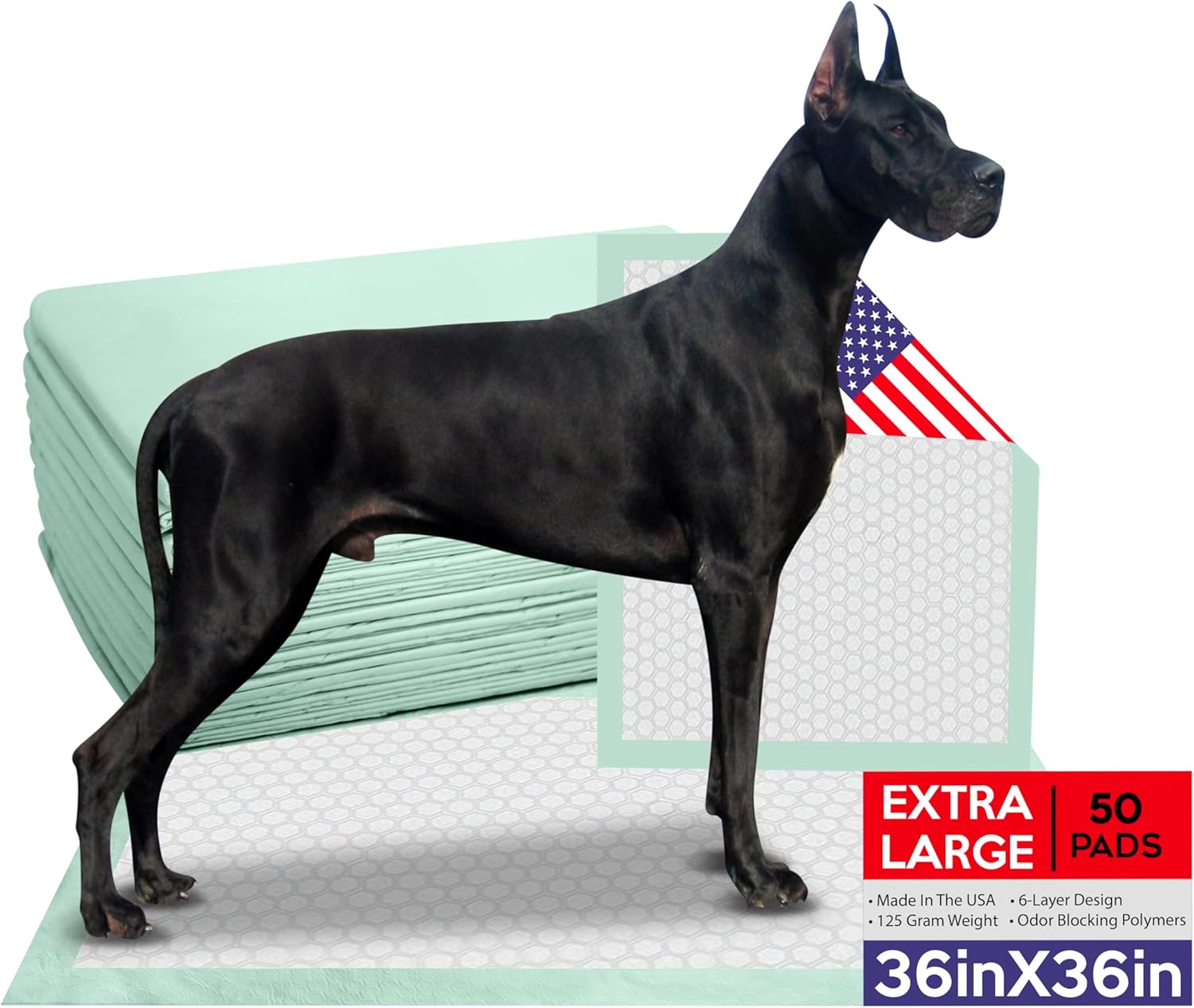 AbsorbEase® 36" x 36" XXL Puppy Pads Pet Pee Pads for Dogs & Puppy Training [50-Count] Potty Pads Leak-Proof Dog Pee Pads - Quick-Dry Surface - Heavy Duty Absorbent Disposable Dog Wee Pad 120g Pads
