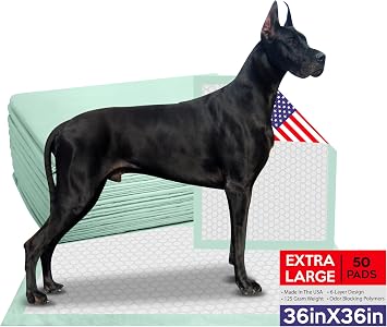 AbsorbEase 36" x 36" XXL Puppy Pads Pet Pee Pads for Dogs & Puppy Training [50-Count] Potty Pads Leak-Proof Dog Pee Pads - Quick-Dry Surface - Heavy Duty Absorbent Disposable Dog Wee Pad 120g Pads