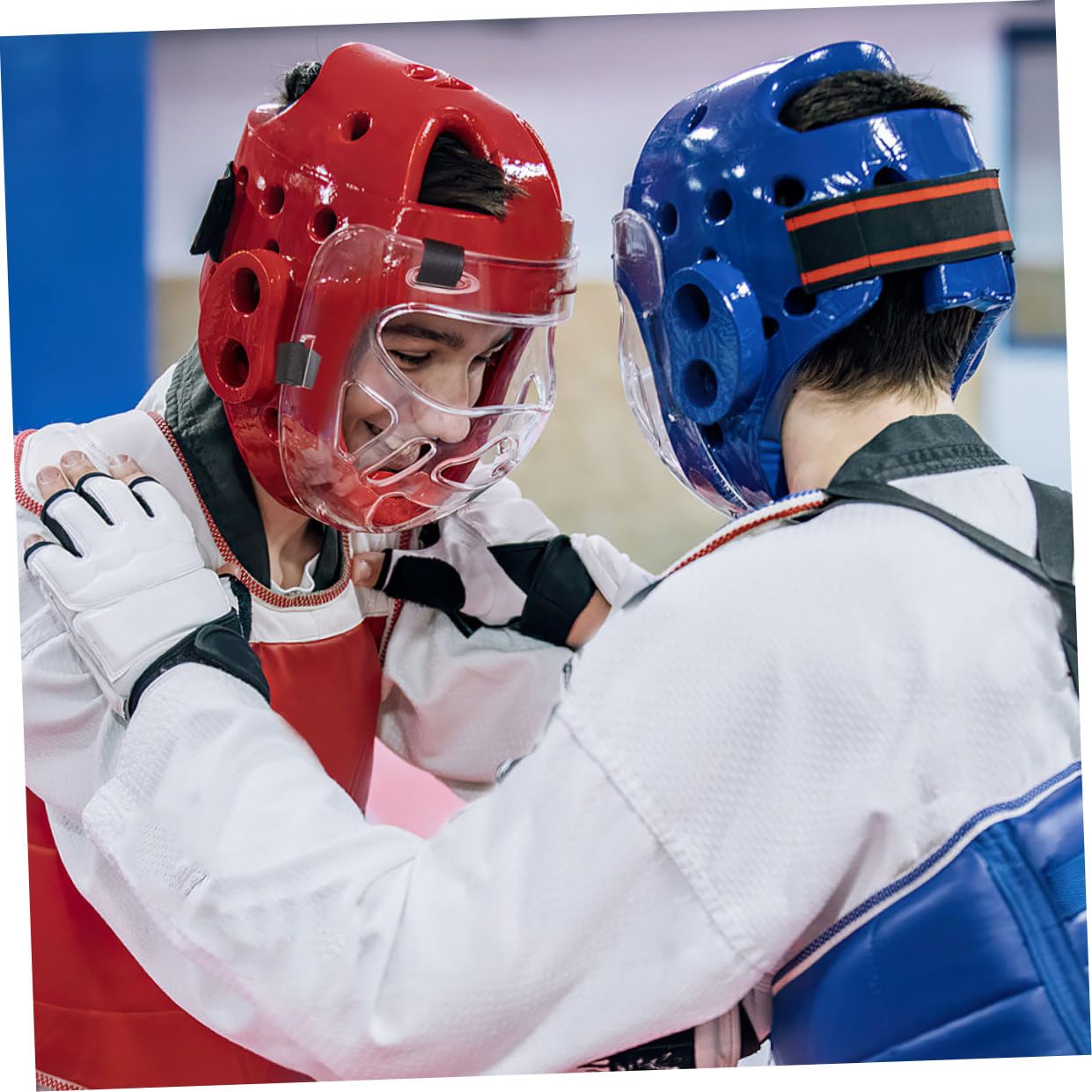 Maschera Protettiva per Viso in Plastica Rinforzata 2 Pezzi Protezione Facciale Staccabile Portatile Taekwondo per Allenamento e Sparring