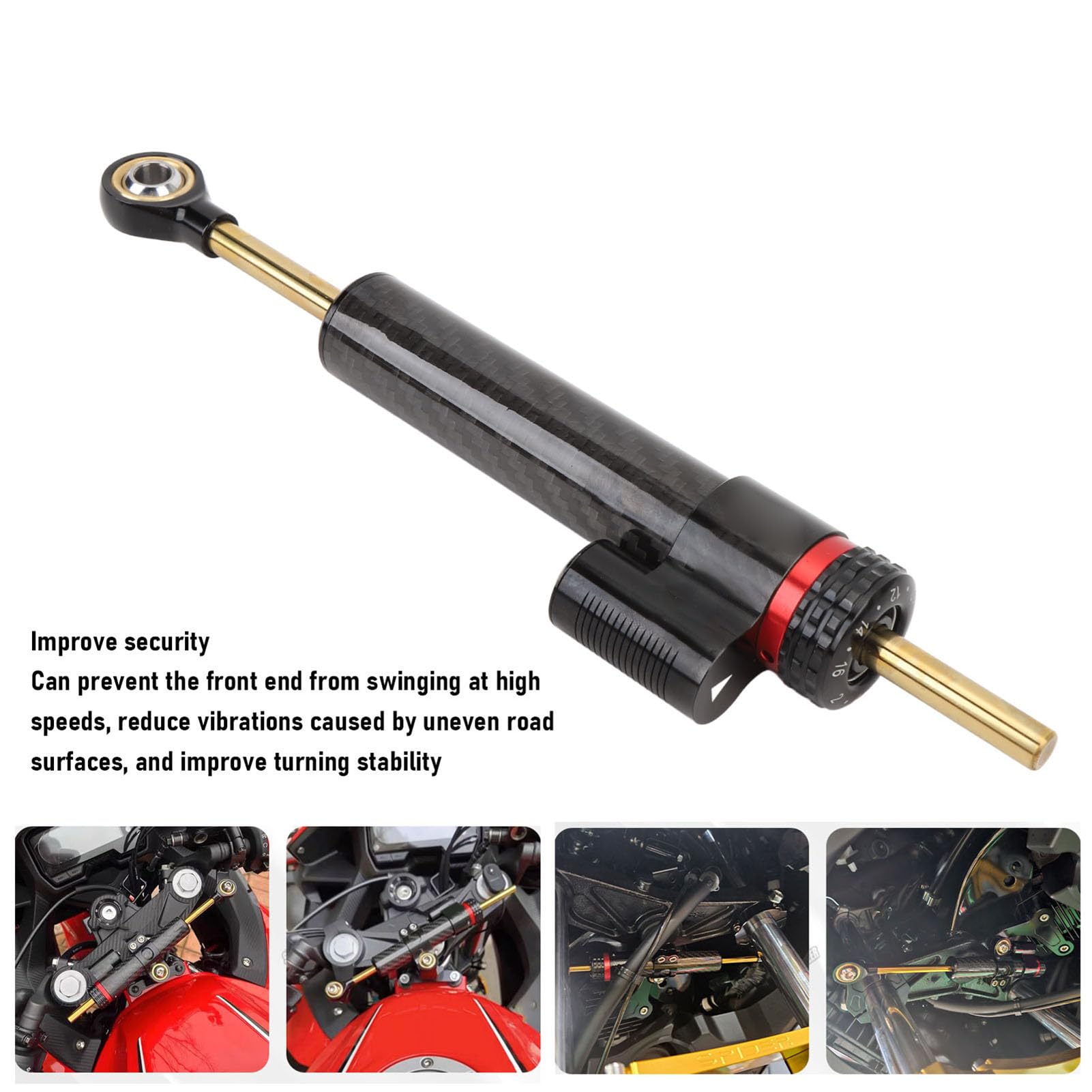 6061 Aluminium Stopu Sterowania Motocyklami Stabilizator Uniwersalny Tłumik Kierowniczy, Dowód Zużycia, System Tłumienia Wrażliwy na prędkość, Poprawia obsługę i Zmniejsza