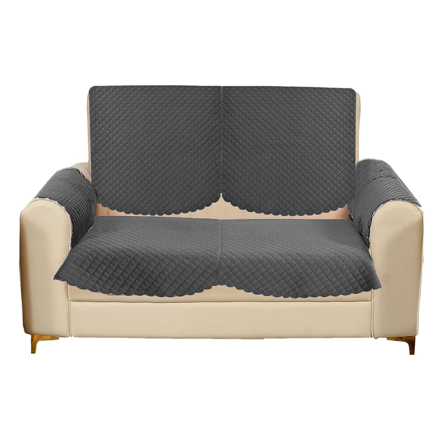 Sparrow World Solid Color Premium Quilted Sofa Cover Set for 5 Seater Sofa | 3 Seater and 2 Seater Sofa Slip Covers/Velvet Sofa Panel (Grey (Diamond), 2 Seater+ Arm) (B0CYWV3FKY) Amazon Price History, Amazon Price Tracker