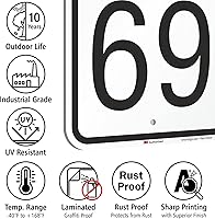 Vista 7 de SmartSign Letrero de metal novedoso con texto en inglés "Speed Limit 69" de 18 x 12 pulgadas, aluminio de 63 mil, material reflectante laminado